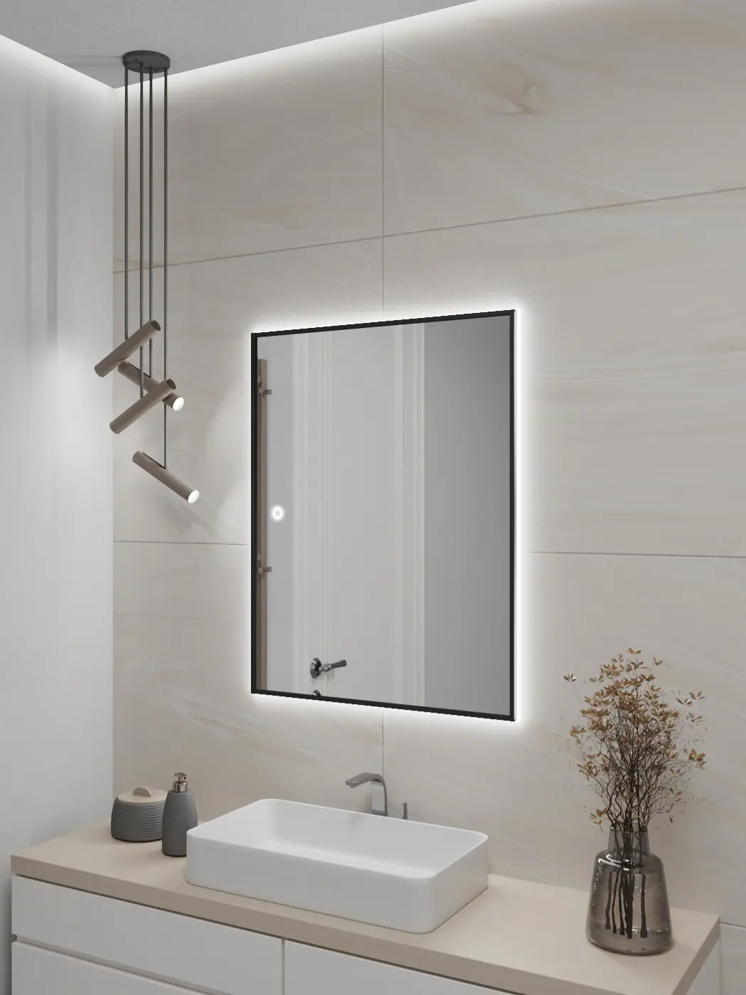 Изображение товара Зеркало с подсветкой в ванную Alumirror 80x60см сенсорное цвет черное