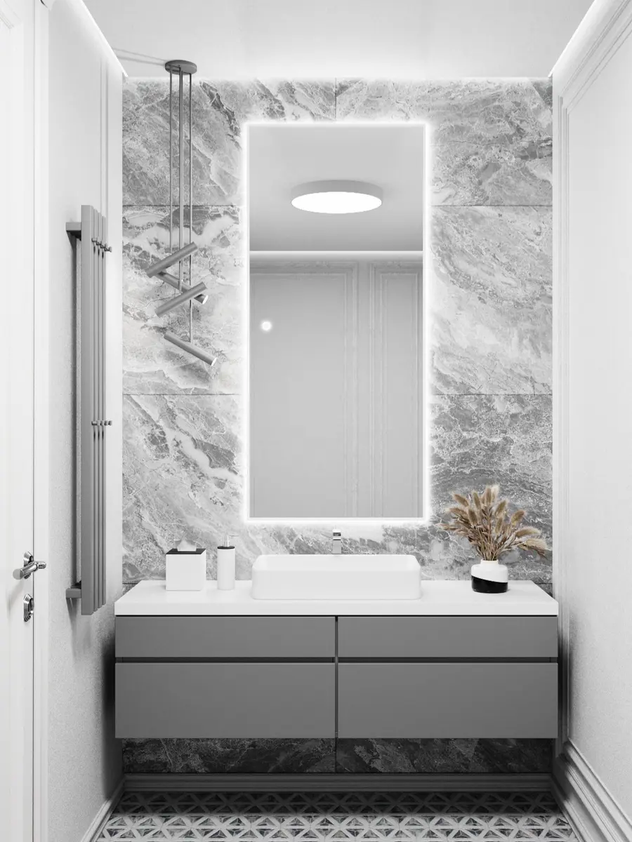 Изображение товара Зеркало с подсветкой в ванную Alumirror 140x70см сенсорное цвет белое