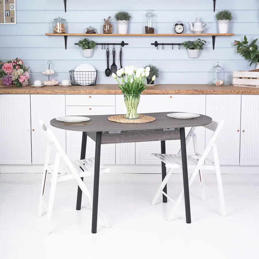 Изображение товара Кухонный стол овальный Frenesie 94x94 см лдсп цвет ясень анкор темный