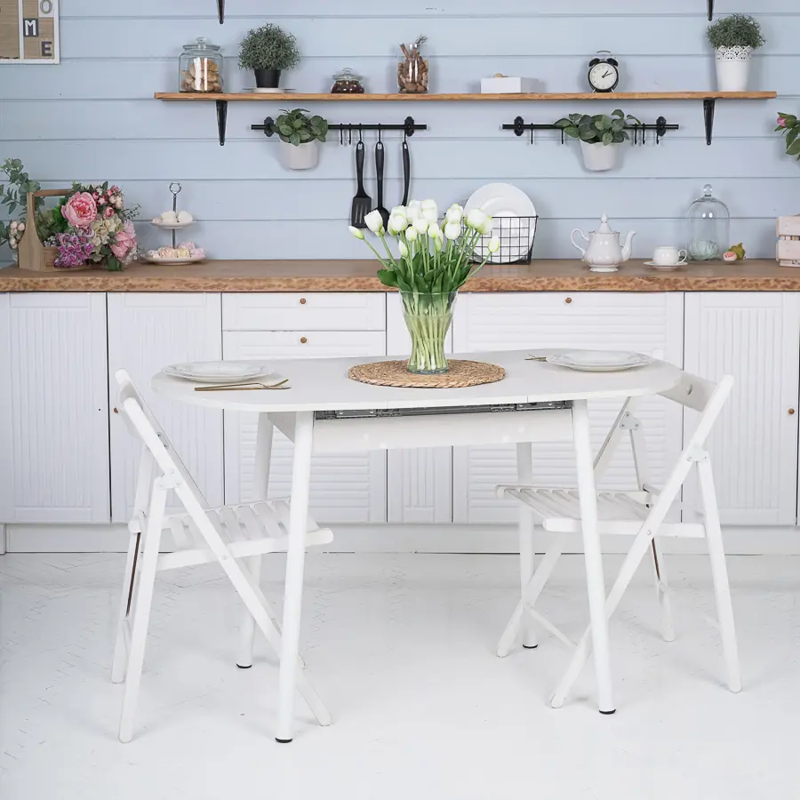 Изображение товара Кухонный стол овальный Frenesie 94x94 см лдсп цвет ясень анкор светлый