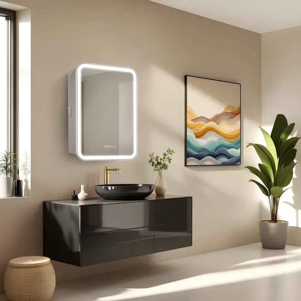 Изображение товара Зеркальный шкафчик в ванную Silver Mirrors Фиджи 60 - 4.2 левый часы, сенсорный