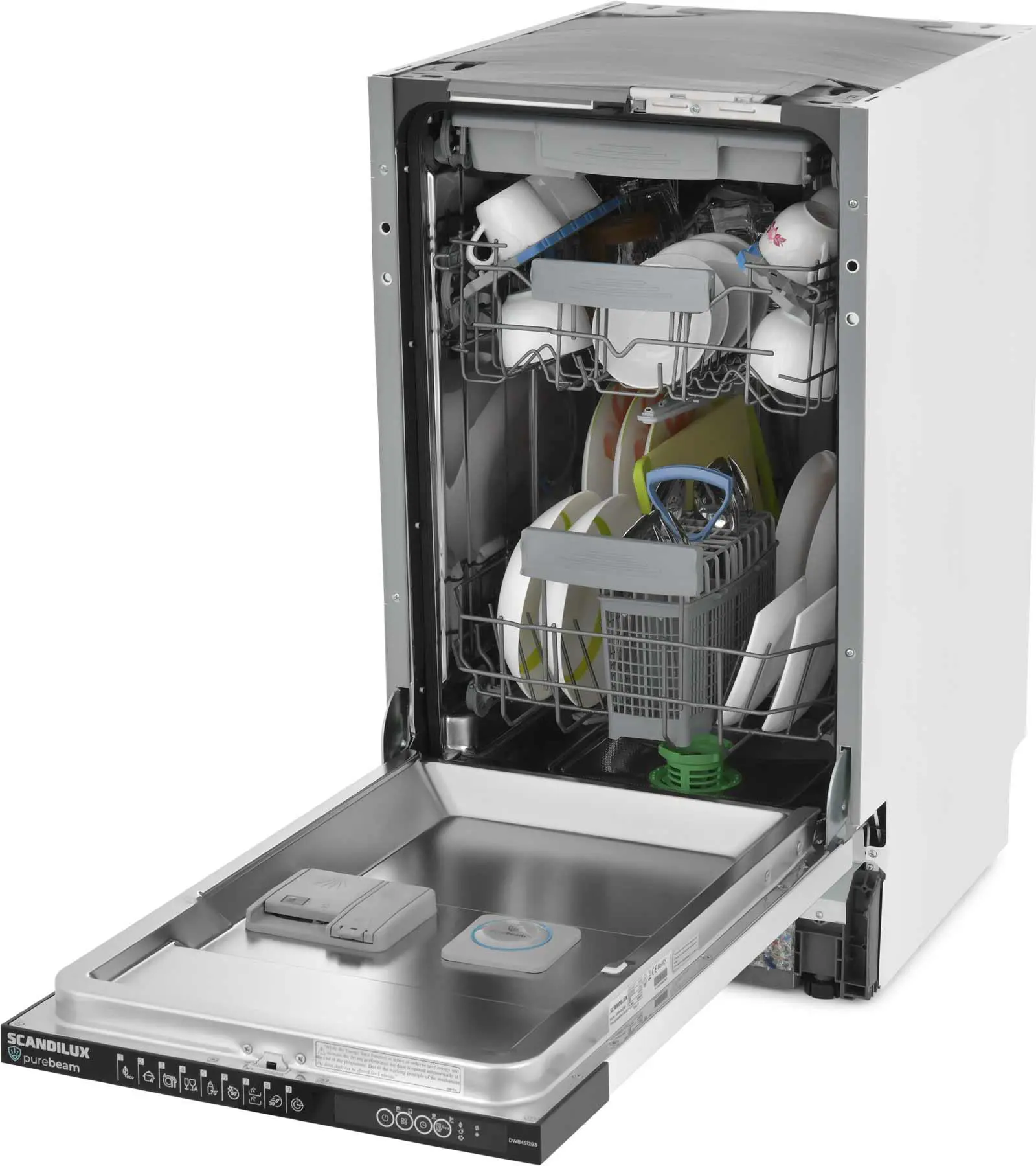 Изображение товара Встраиваемая посудомоечная машина Scandilux DWB4512B3 45 см 9 программ белая