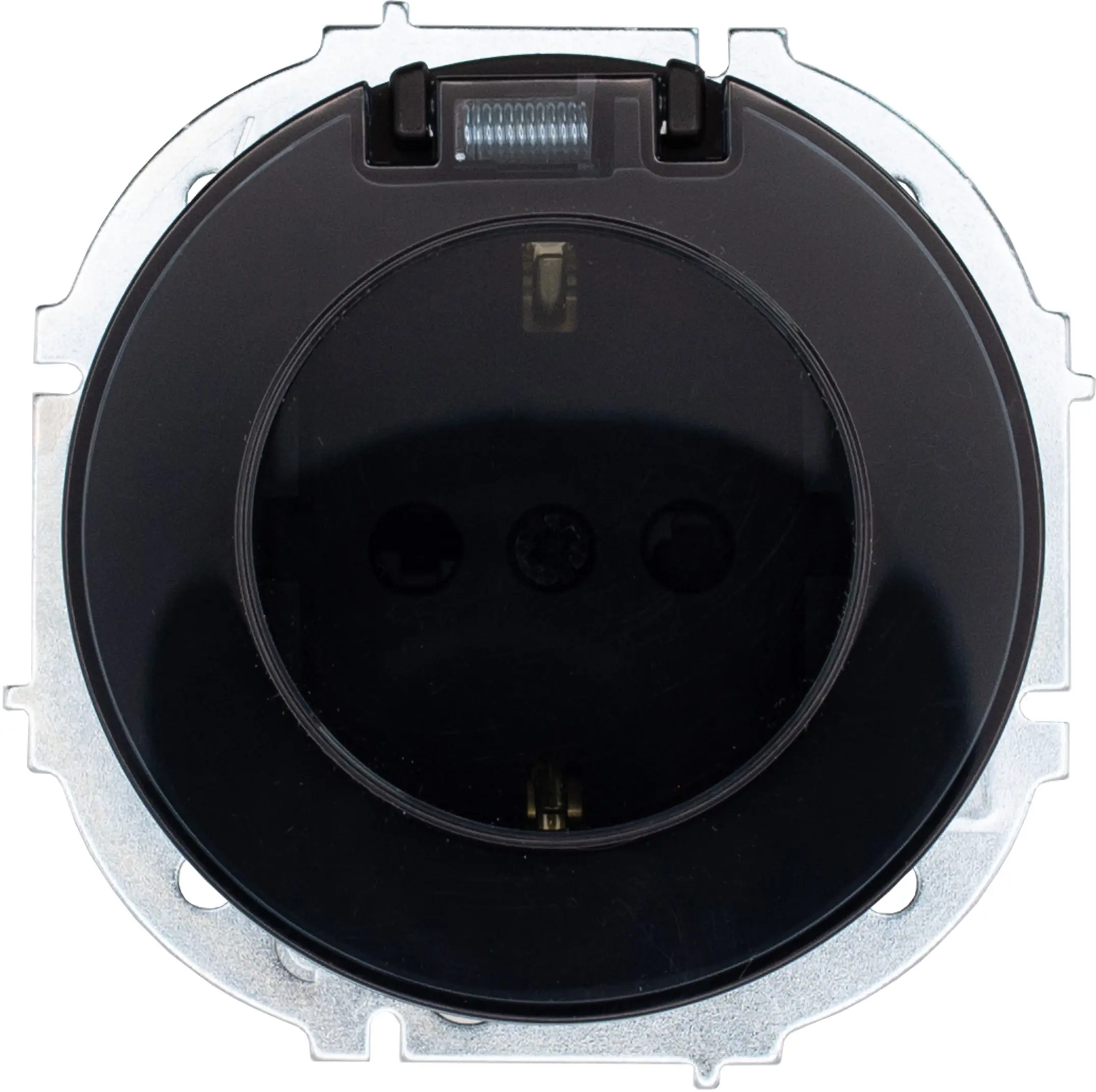 Изображение товара Встраиваемая розетка Osen с заземлением и крышкой черный бархат 1 пост