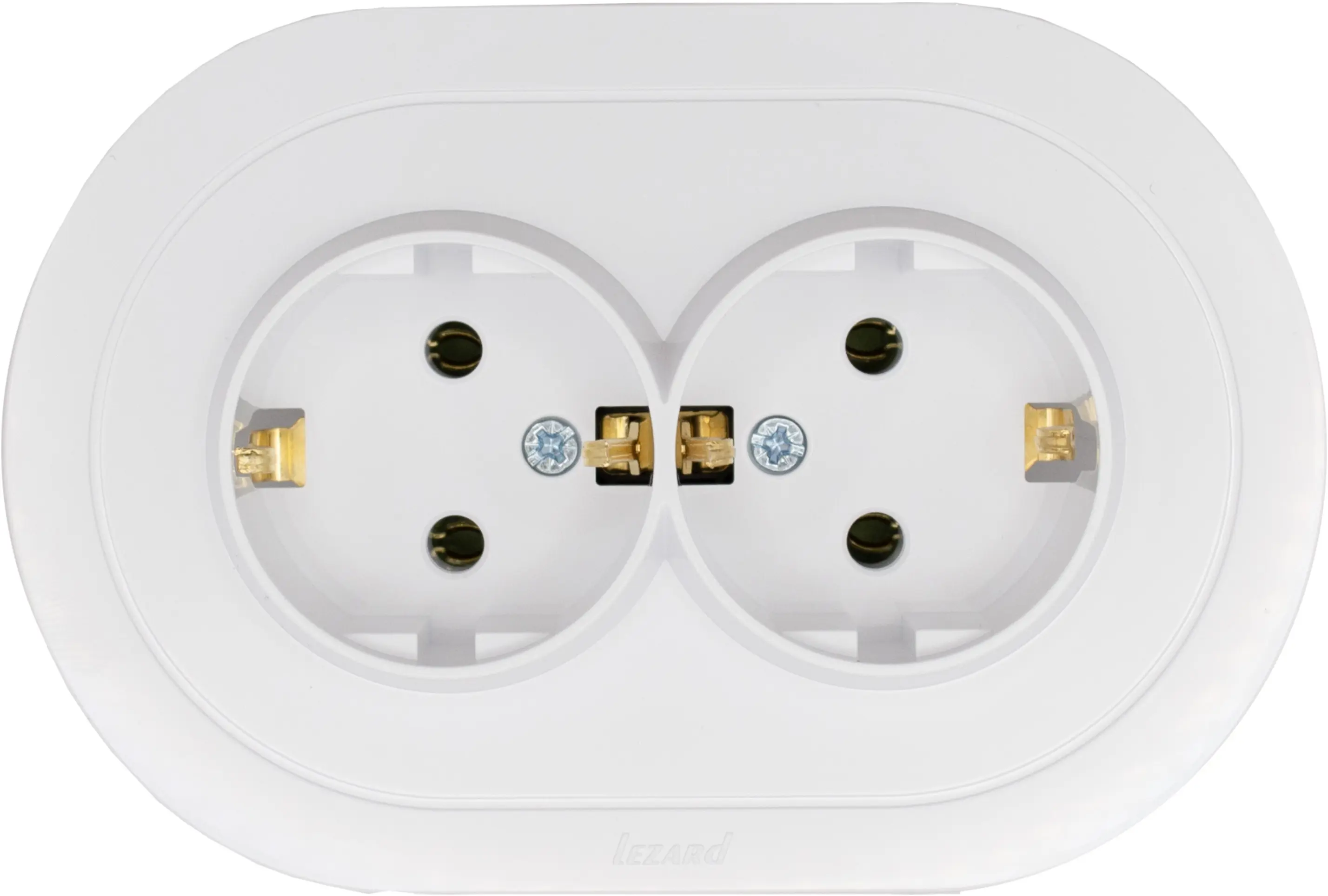 Изображение товара Встраиваемая розетка Osen 2 поста с заземлением белая LEZARD