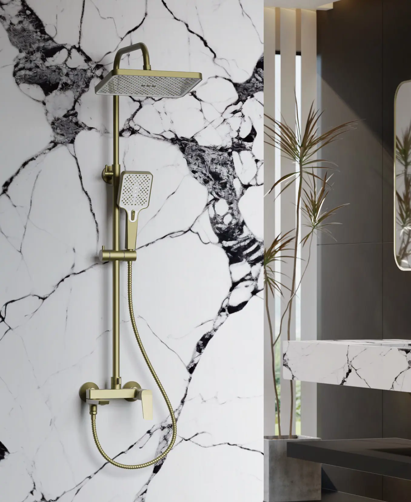 Изображение товара Душевая стойка Belz B24715-5-LM 3 режимная цвет брашированное золото