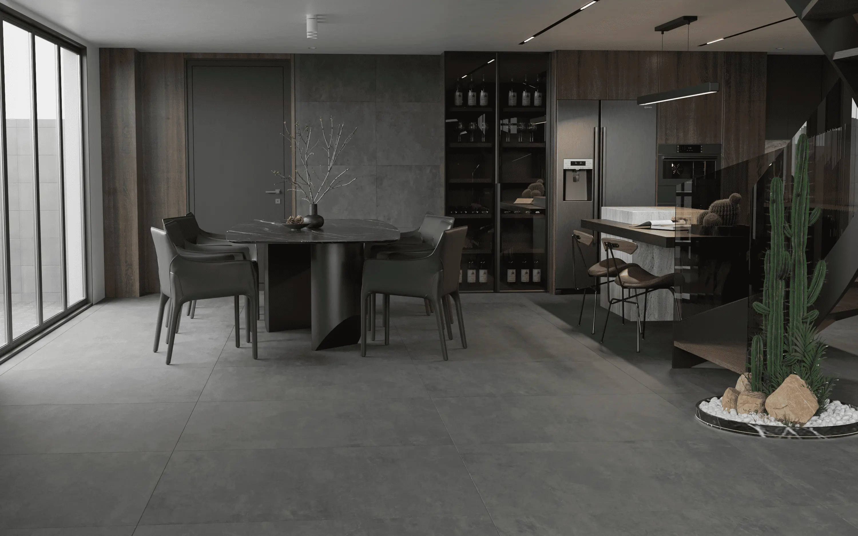 Изображение товара Керамогранит Kerald Portland Black matt 60x120 см, серый для стен и пола