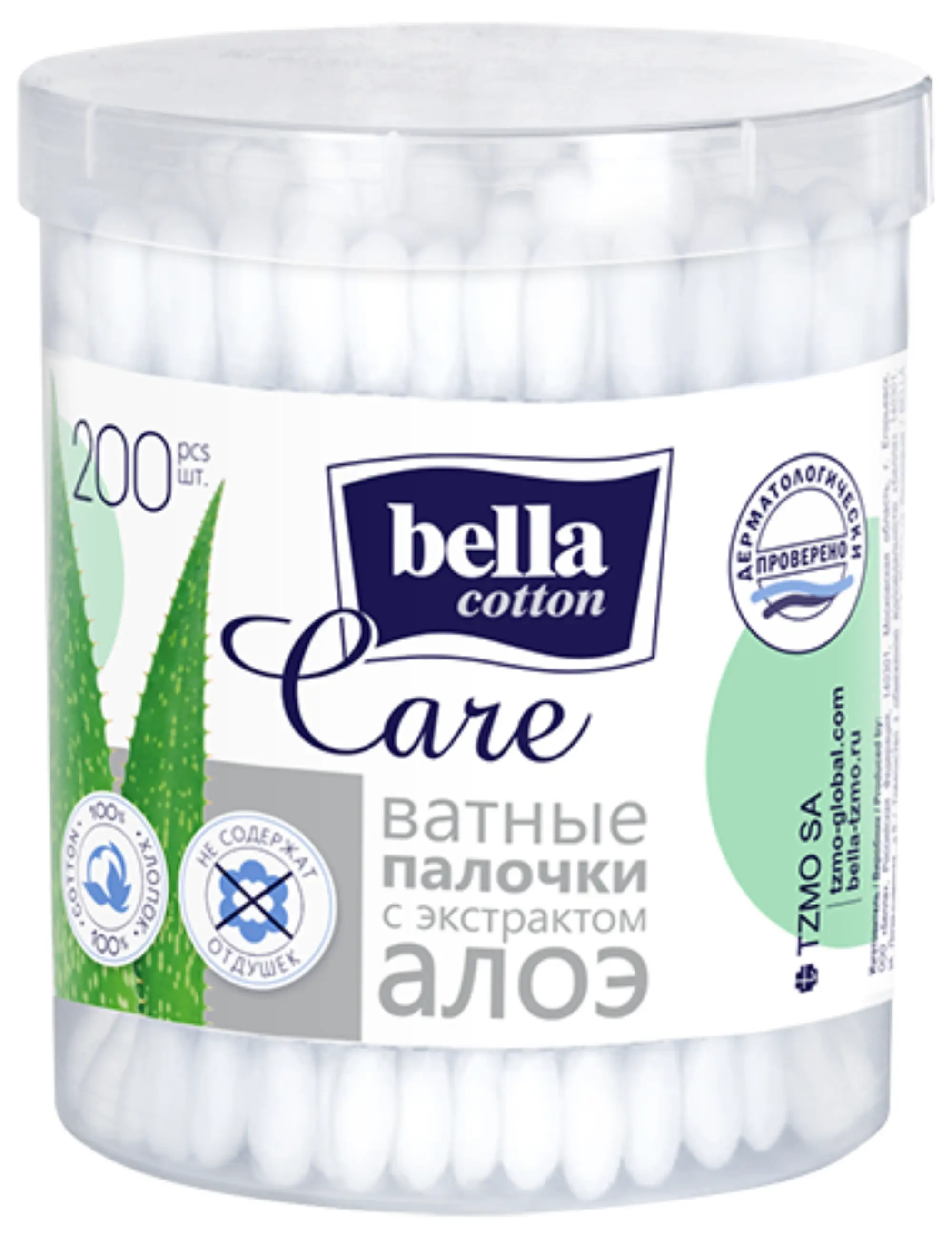 Изображение товара Ватные палочки Bella cotton care с экстрактом алоэ 200 шт