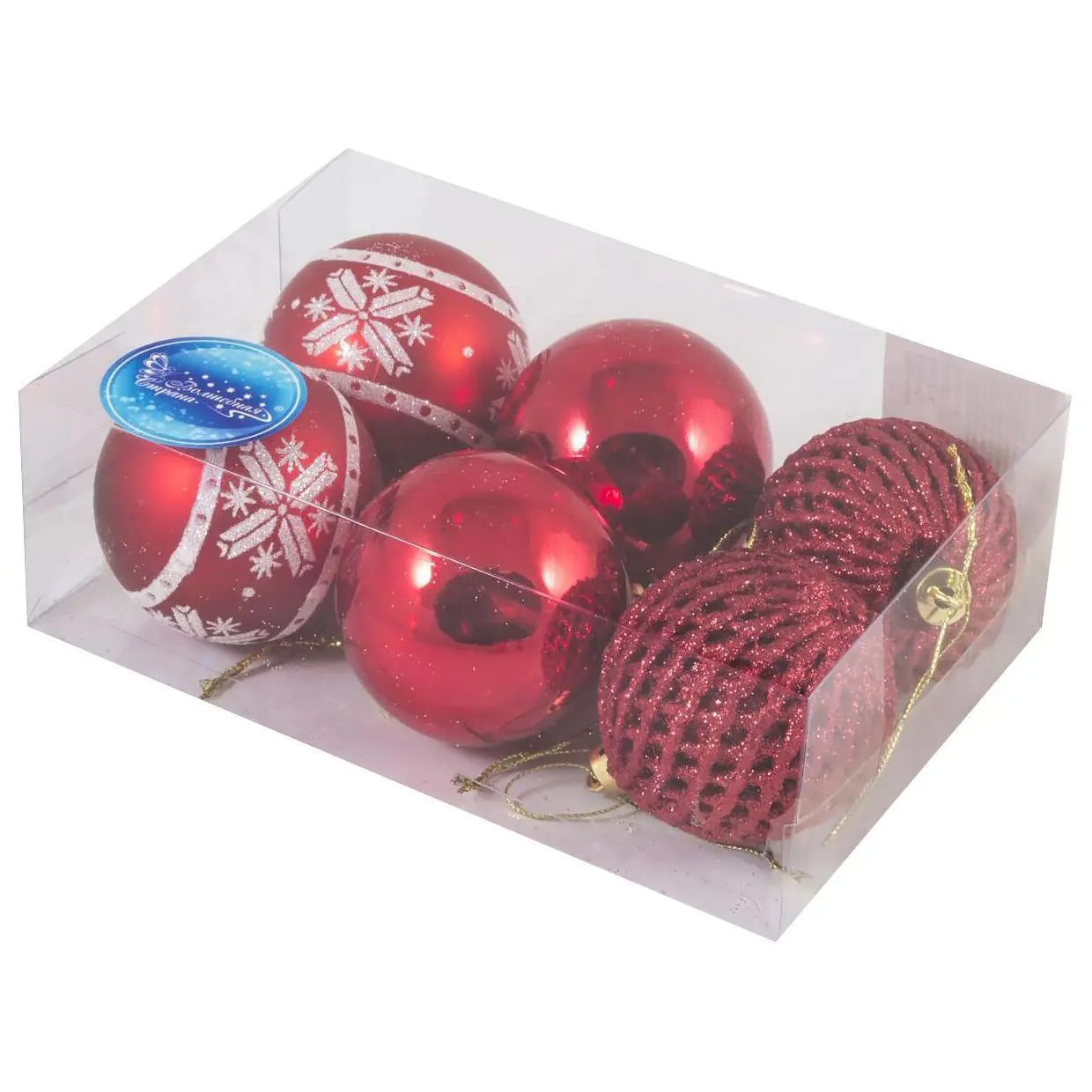Изображение товара Набор елочных шаров Волшебная страна 3422 см красный 6 шт
