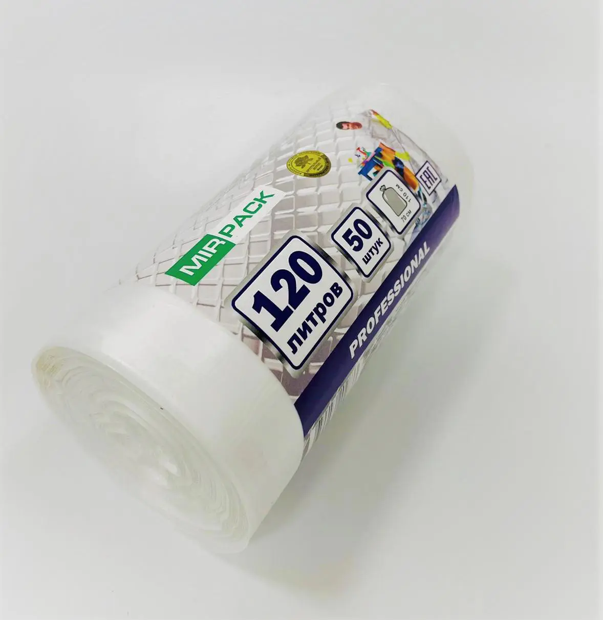 Изображение товара Мешки для мусора MIRPACK PROFESSIONAL 120 л цвет белый 50 шт