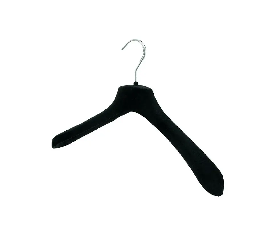 Изображение товара Вешалка для верхней одежды 45x22x4.5 см 3 шт флокированная пластик цвет черный ВМ-45
