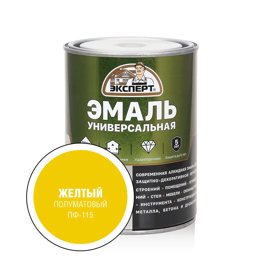 Изображение товара Эмаль ЭКСПЕРТ 30485 полуматовый цвет желтый 0.8 кг