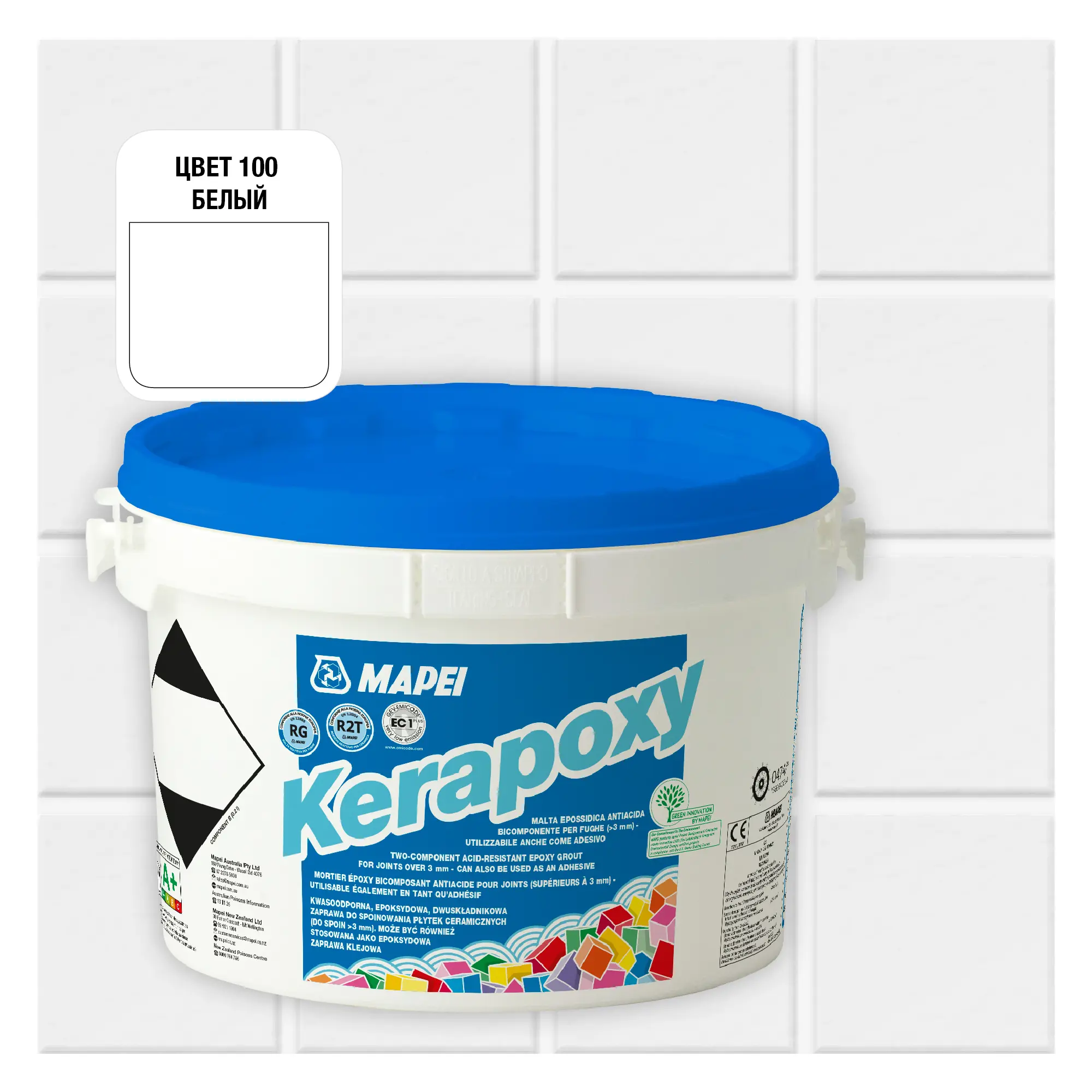 Изображение товара Эпоксидная затирка Mapei Kerapoxy 100 Белый 2 кг - кислотостойкий и долговечный материал