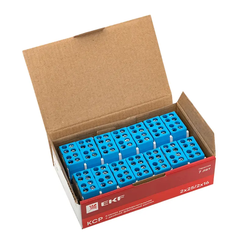 Изображение товара Клемма распределительная КСР EKF PROxima с двойным винтом 2x25/2x16 синяя