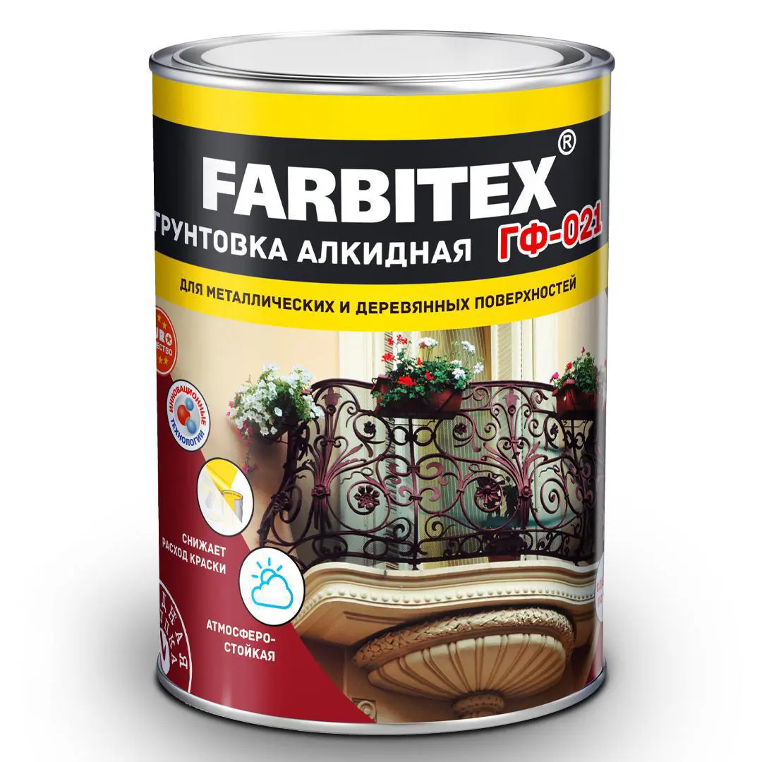 Изображение товара Грунтовка ГФ-021 Farbitex 6.44 цвет серый