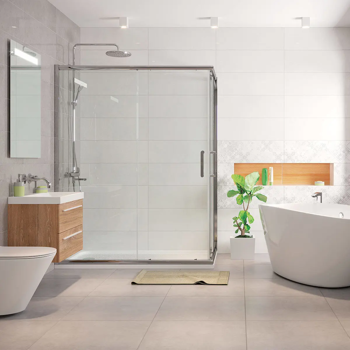 Изображение товара Настенная плитка CERAMIKA COLOR Luxor white wave 9711 25x75см, цена за упаковку