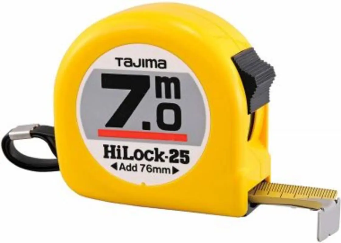Изображение товара Рулетка Tajima HI LOCK H5P70MY, 7 м х 25 мм, ударопрочная с магнитным наконечником