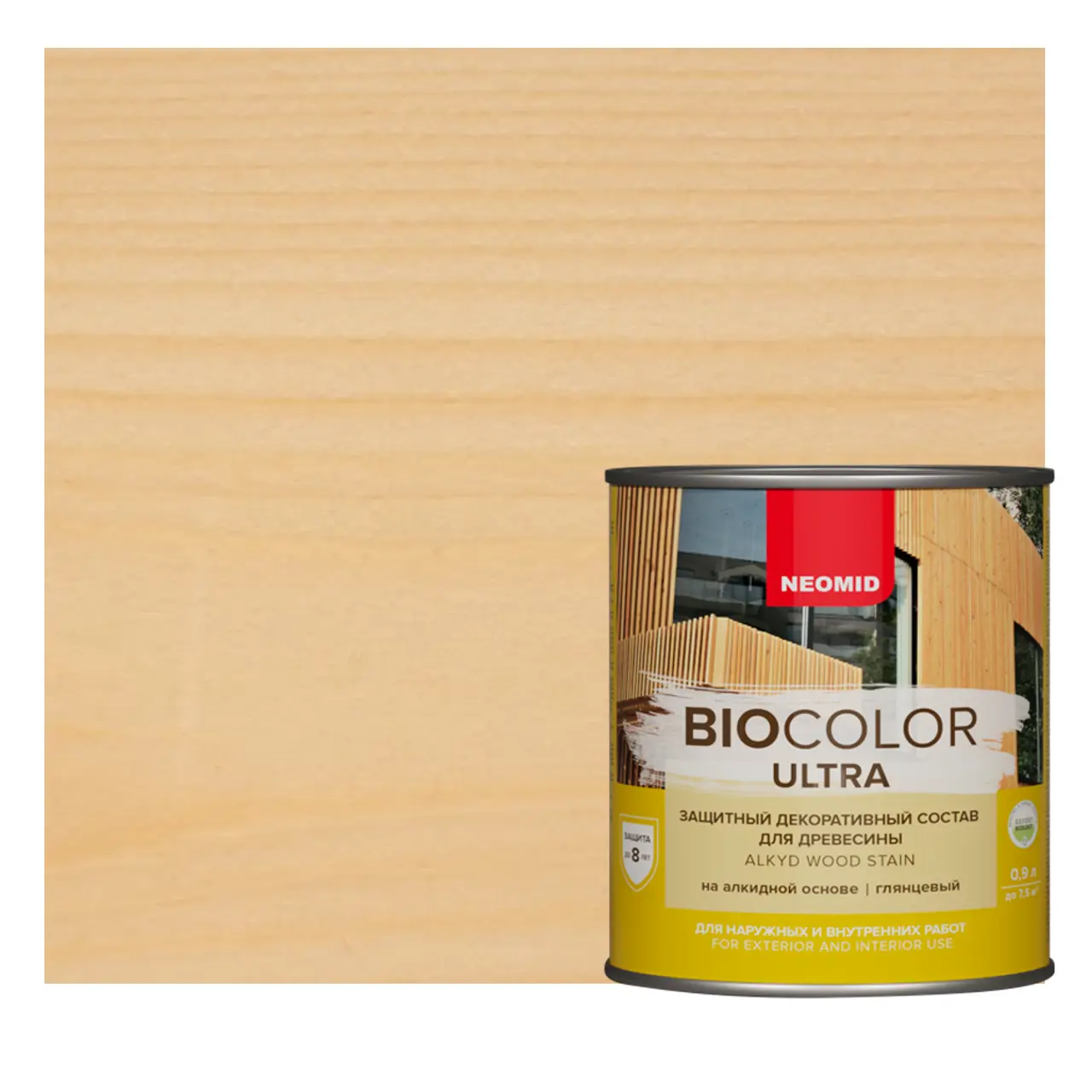 Изображение товара Защитный декоративный состав для дерева NEOMID BIO COLOR ULTRA глянцевый 0.9 л бесцветный