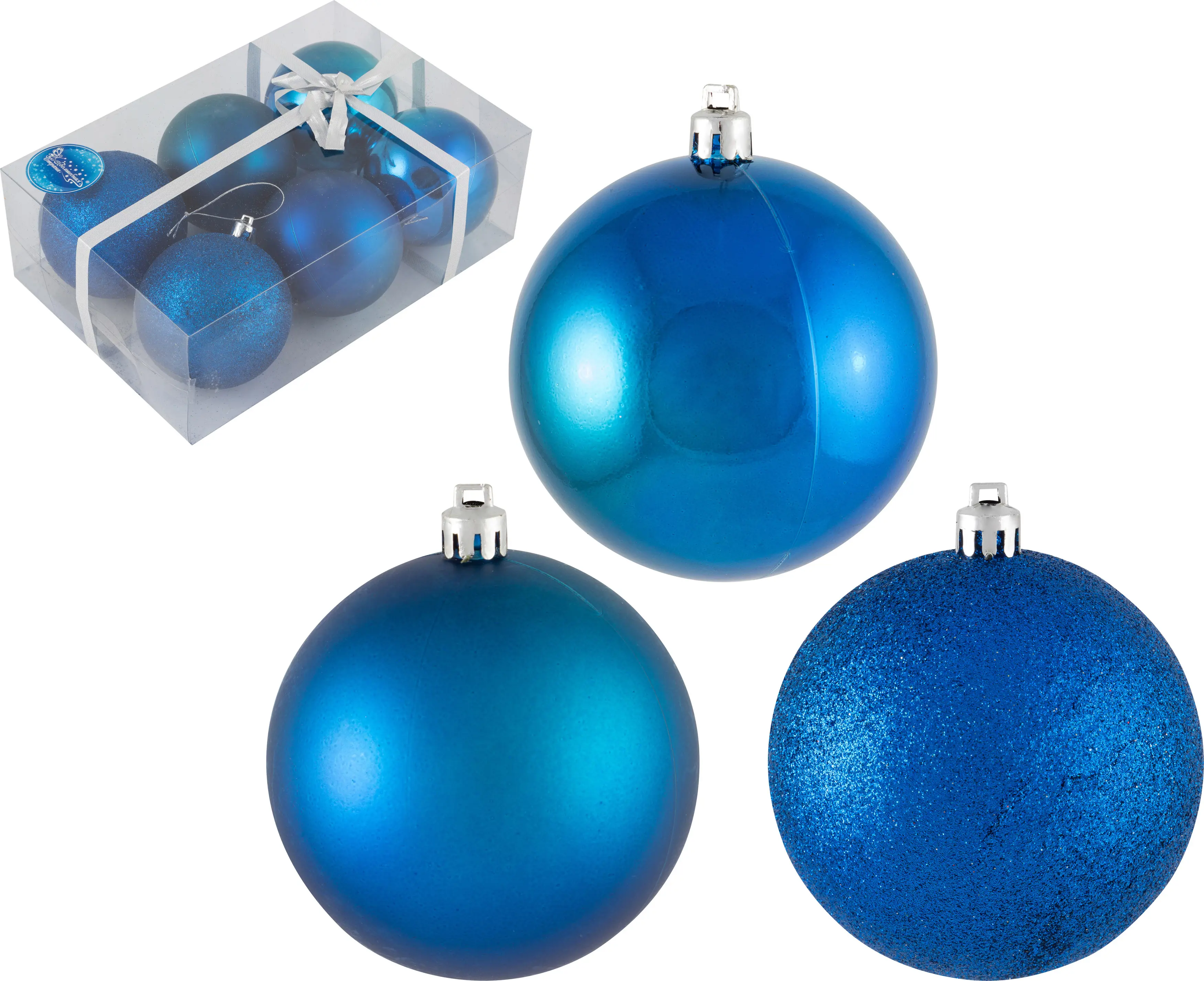Изображение товара Набор елочных шаров Волшебная страна 101629 Pb8-6smb-b 8 см пластик синий 6 шт