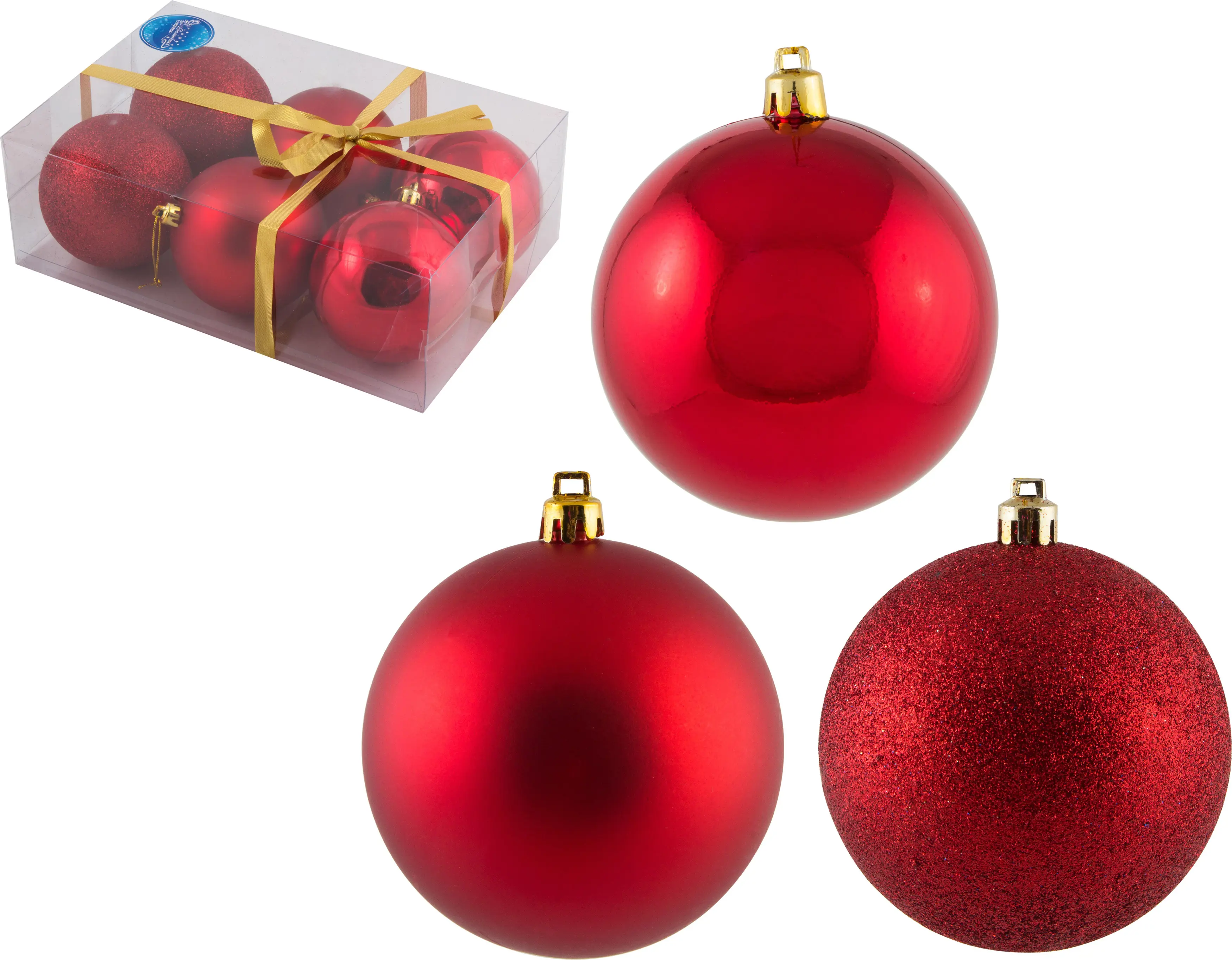 Изображение товара Набор елочных шаров Волшебная страна 101631 Pb8-6smb-r 8 см пластик красный 6 шт