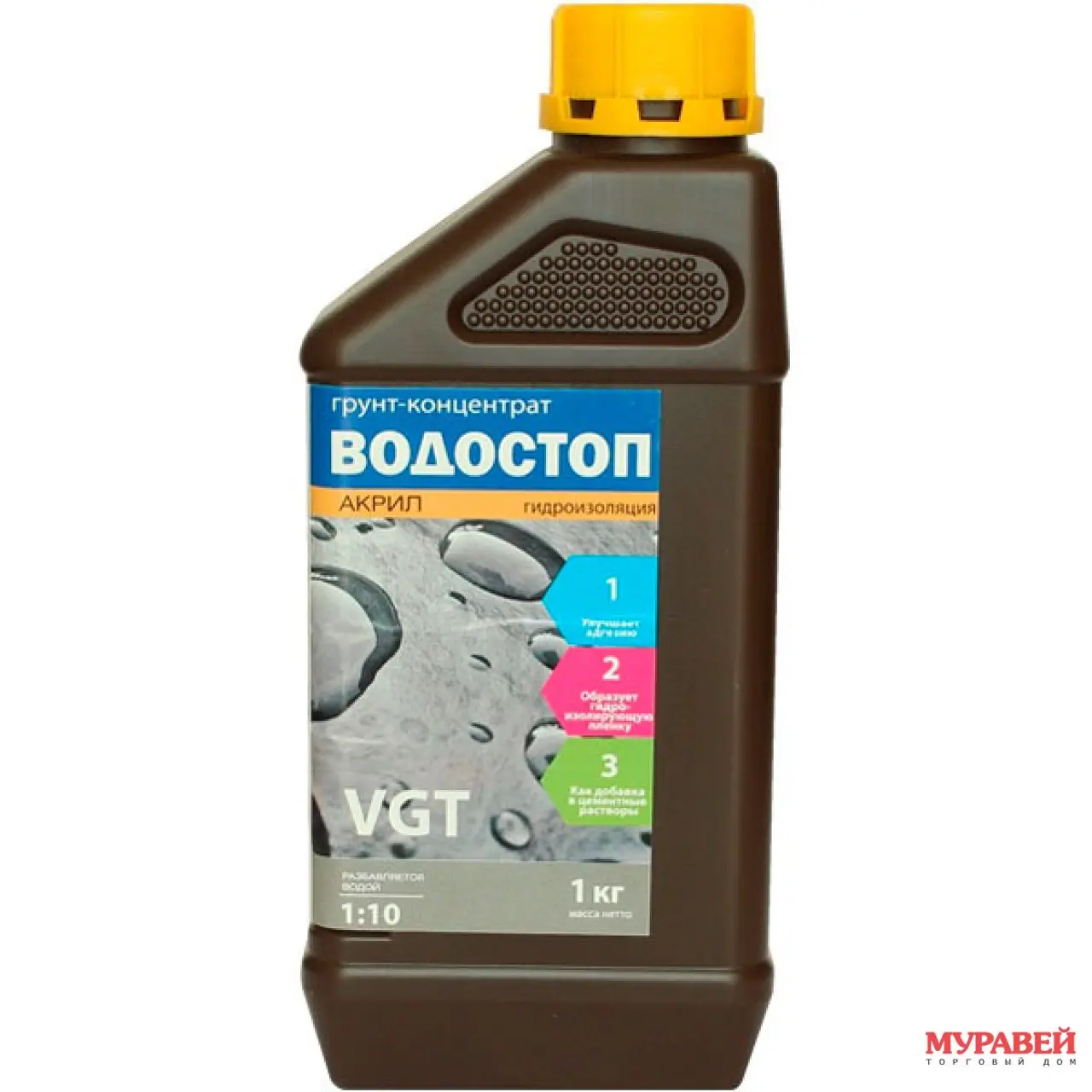 Изображение товара Грунт-концентрат VGT Водостоп-акрил 1 кг для гидроизоляции внутренних и наружных поверхностей