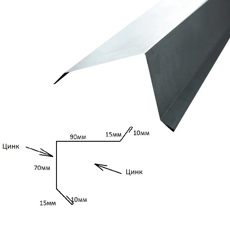 Изображение товара Ветровая планка СТД Петрострой АРТ_51 2000x70x90мм цвет цинк
