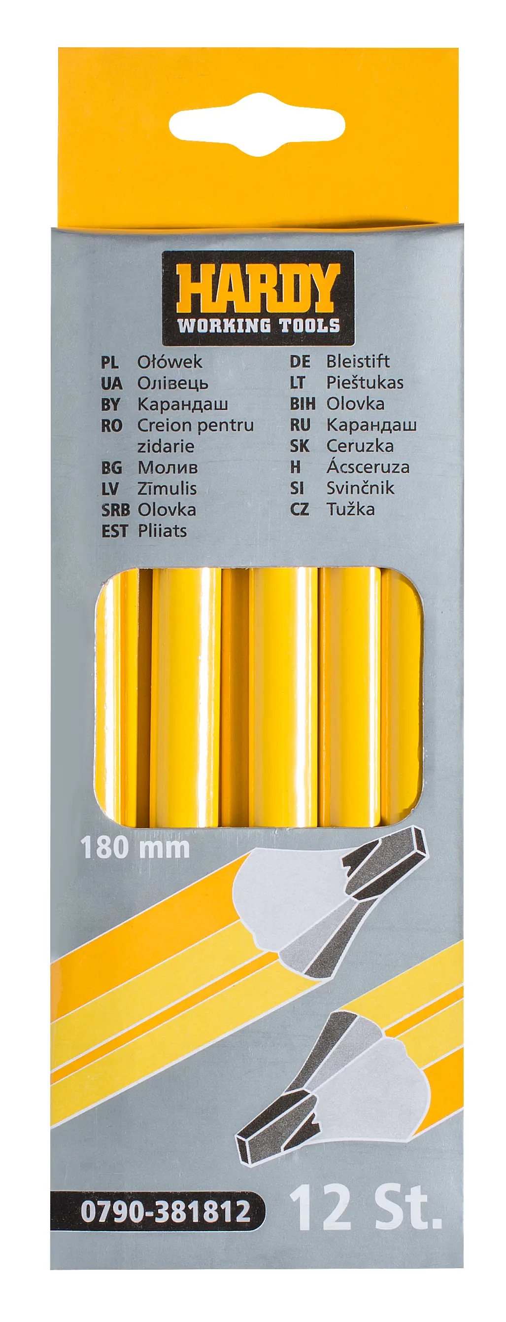 Изображение товара Разметочный карандаш Hardy 0790-381812, графит, 180 мм, 12 шт