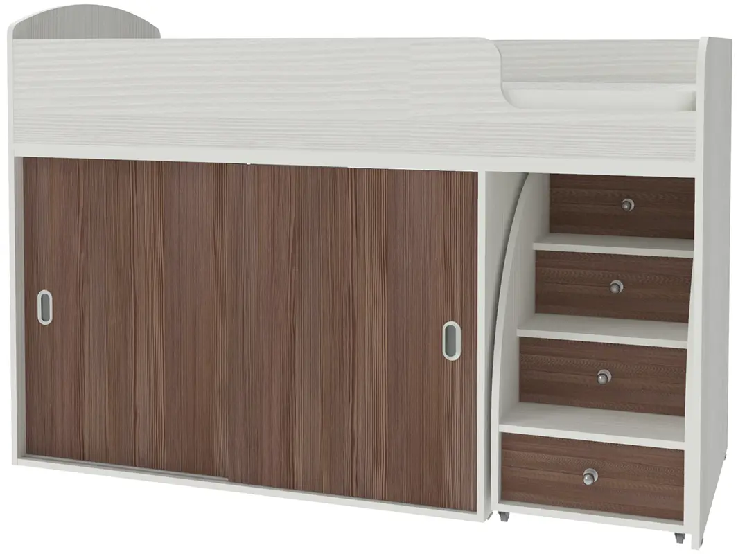 Изображение товара Кровать Кариви Малыш купе 164x110x74 см ЛДСП цвет бодега темный/белое дерево