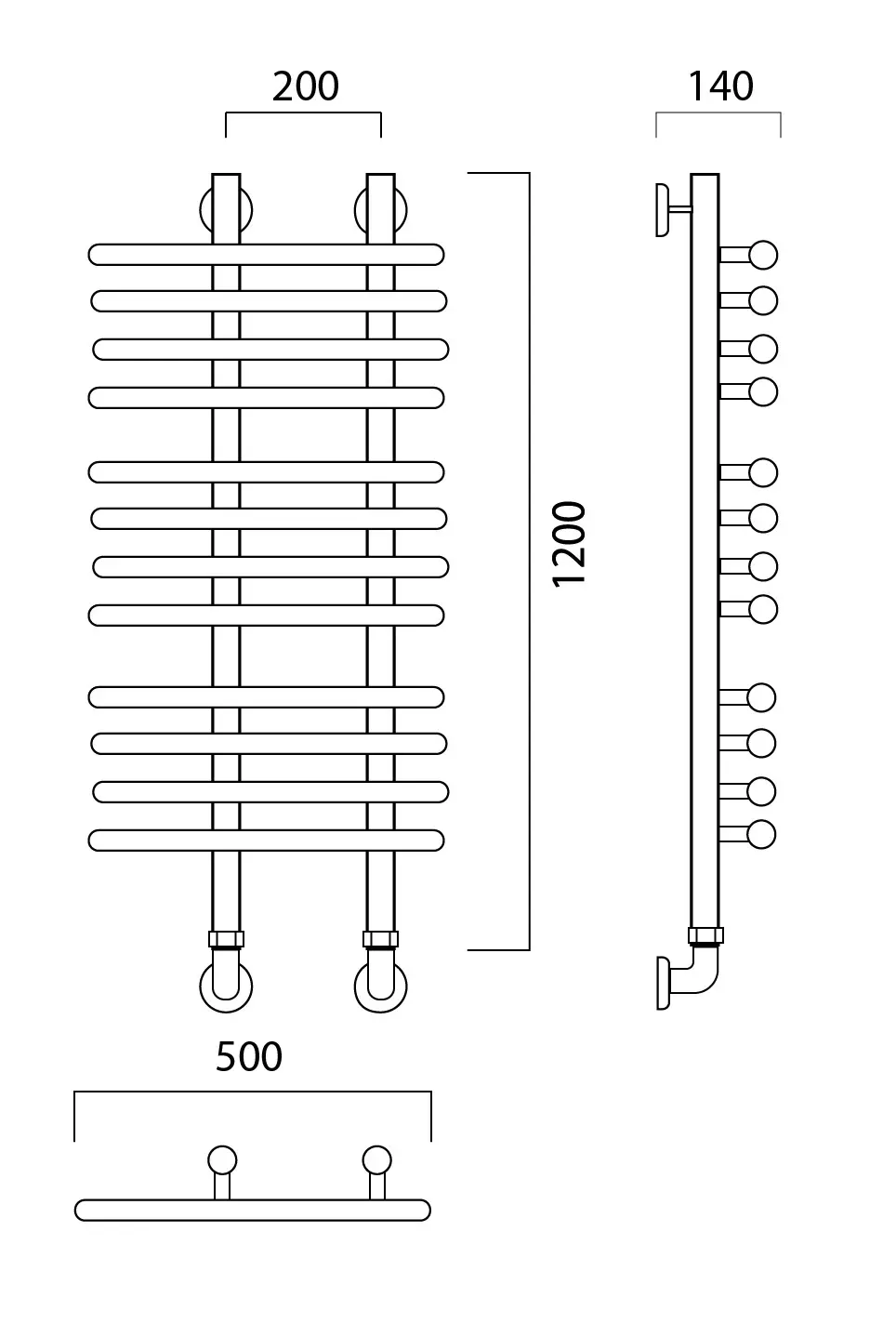 Изображение товара Полотенцесушитель водяной Роснерж Neo 3 L110000 120x50 см нержавеющая сталь 1" групповой