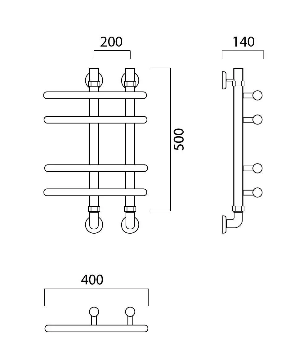 Изображение товара Полотенцесушитель водяной Роснерж Neo 3 L110000 50x40 см нержавеющая сталь 1" групповой