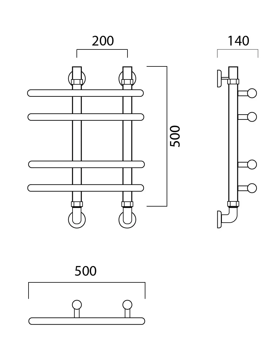 Изображение товара Полотенцесушитель водяной Роснерж Neo 3 L110000 50x50 см нержавеющая сталь 1" групповой