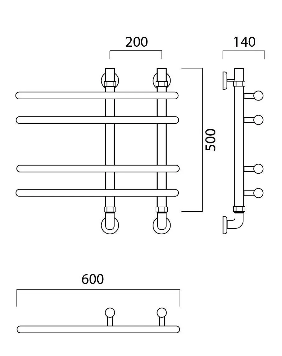 Изображение товара Полотенцесушитель водяной Роснерж Neo 3 L110000 50x60 см нержавеющая сталь 1" групповой