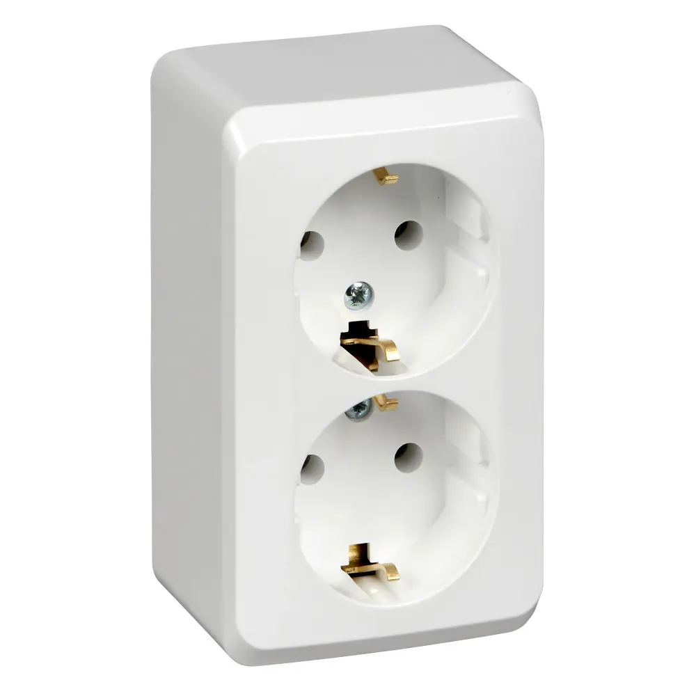 Изображение товара Розетка двойная накладная Systeme electric Этюд PA16-007B с заземлением цвет белый