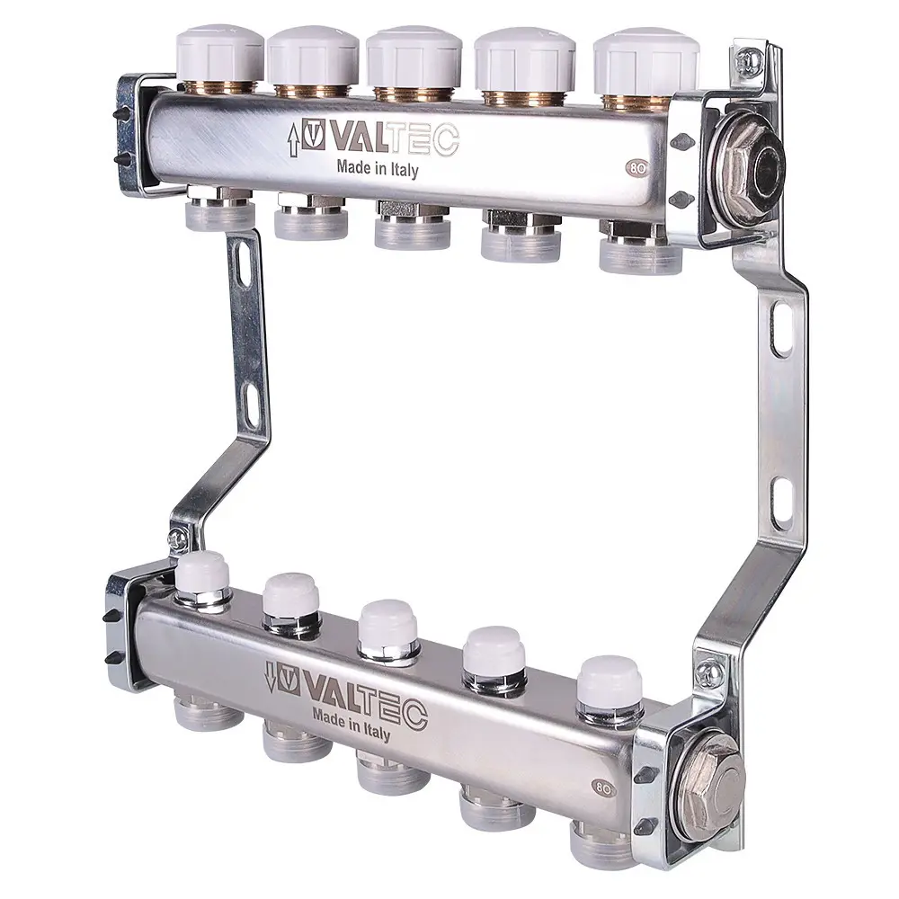 Изображение товара Коллекторная группа для теплого пола Valtec VTc.582.EMNX 8 выходов из нержавеющей стали