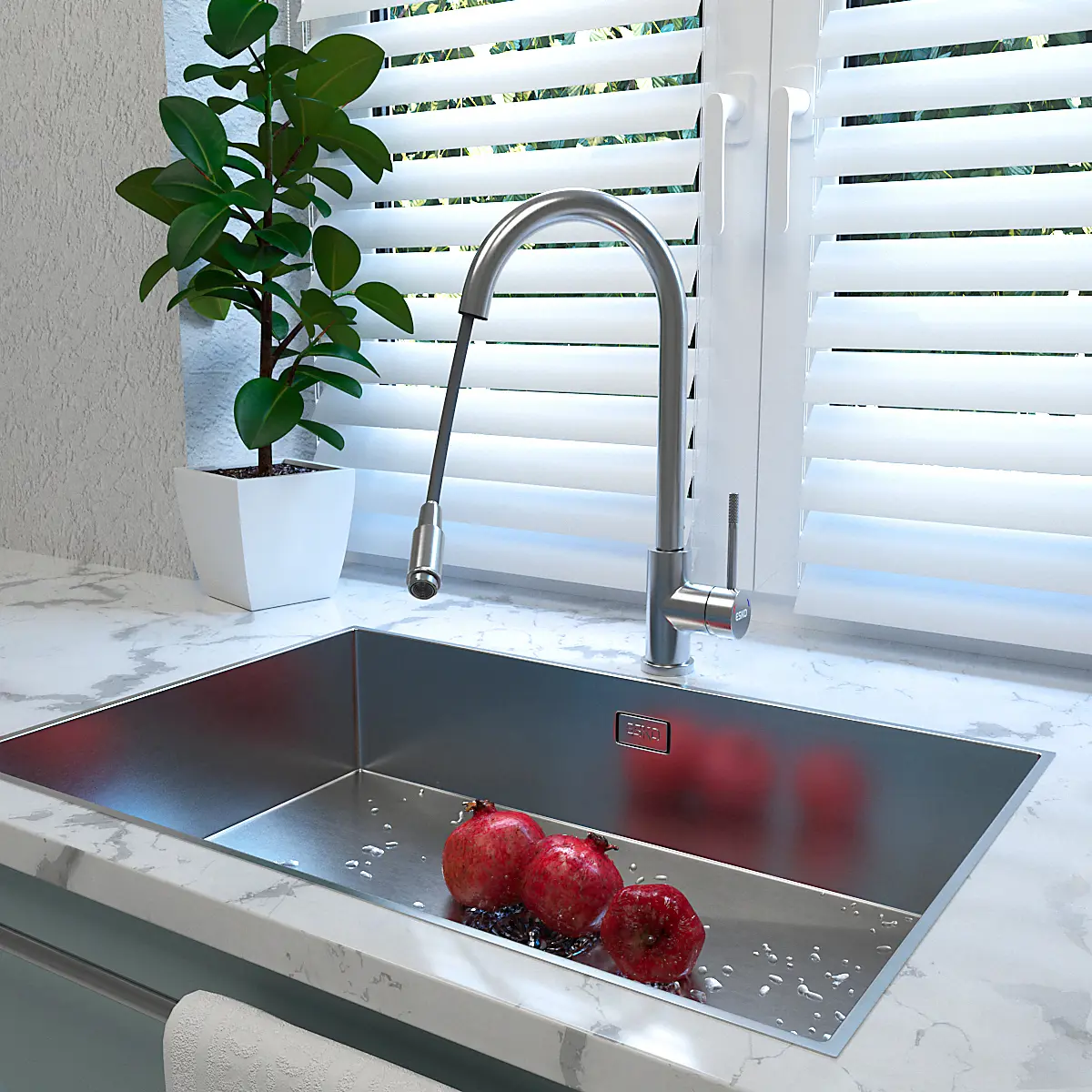 Изображение товара Смеситель для кухни Esko line EL_K30 вытяжной излив 26 см цвет хром