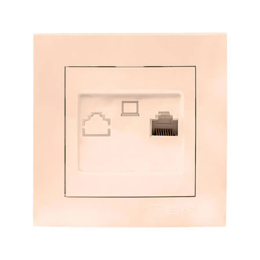 Изображение товара Розетка компьютерная встраиваемая EKF PROxima Валенсия EWK01-035-20 цвет кремовый