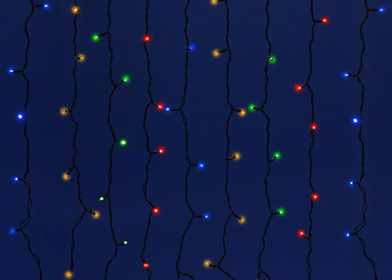 Изображение товара Электрогирлянда уличная Uniel занавес 3x2м 240 ламп разноцветный свет