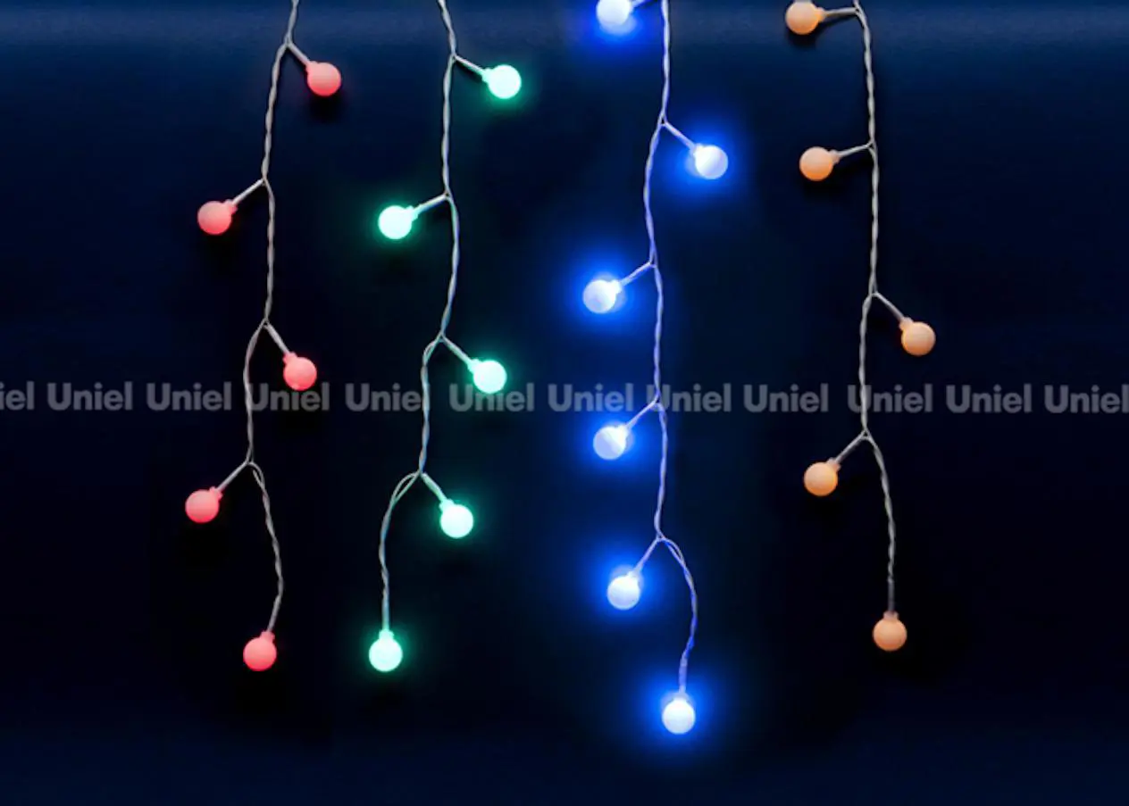 Изображение товара Электрогирлянда комнатная Uniel 11130 бахрома 2.4x2.4 м 100 ламп разноцветный 8 режимов работы