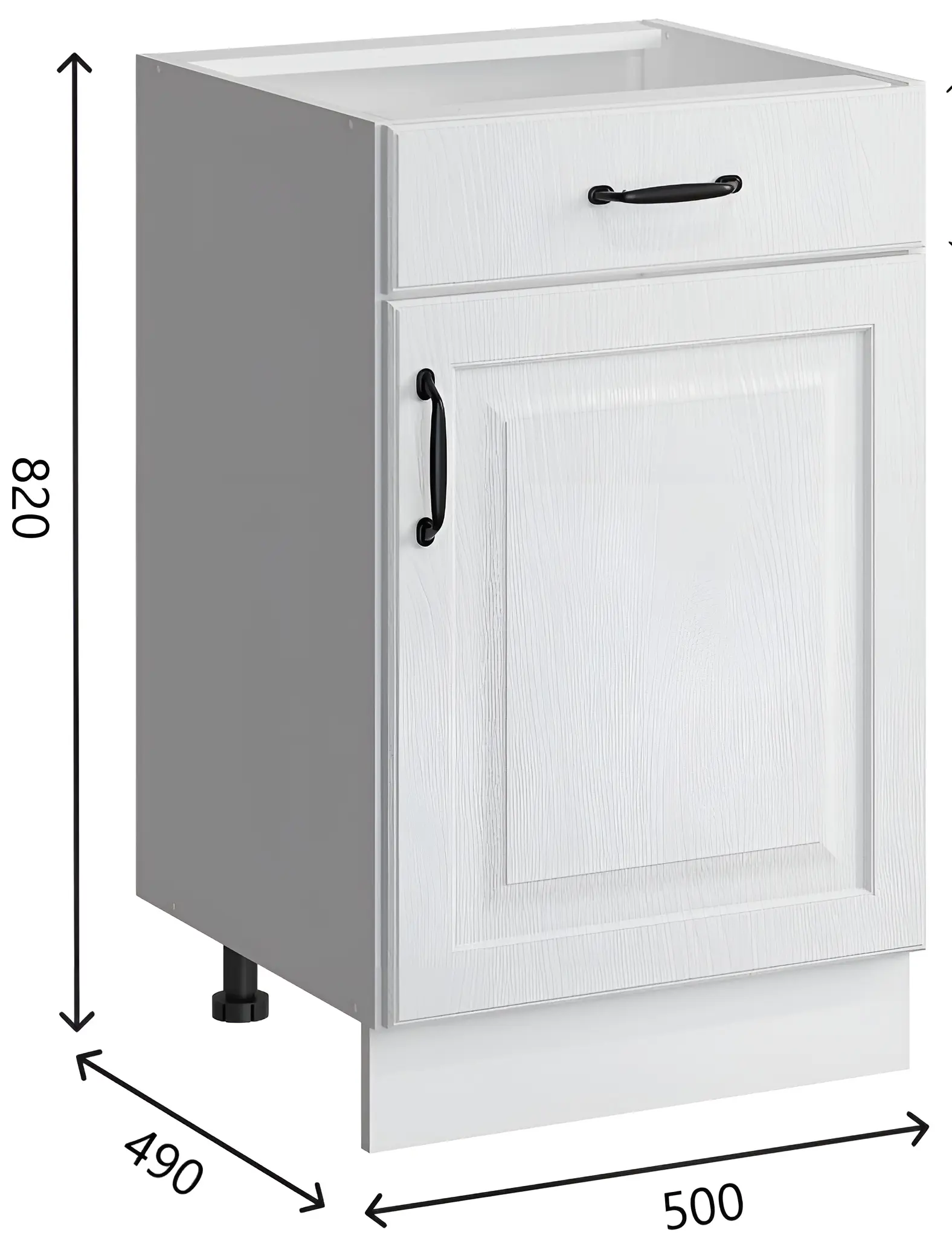 Изображение товара Напольный шкаф Bvmebel Romeo 50x82x47 см белый дуб с ящиком и дверцей