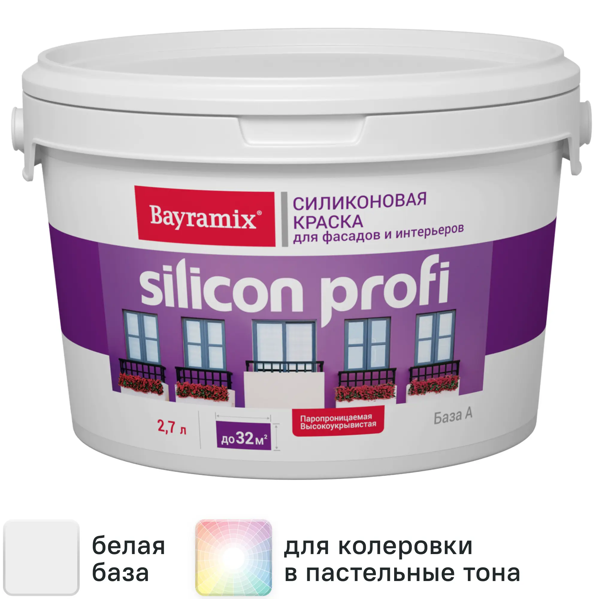 Изображение товара Фасадная силиконовая краска Bayramix Silicon Profi матовая 2.7 л