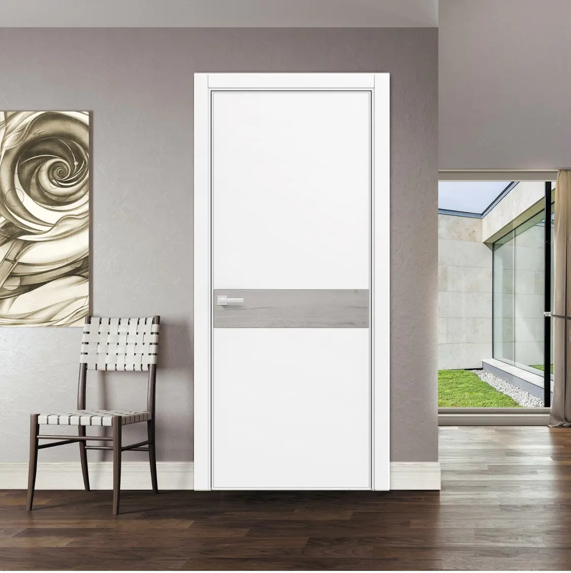 Изображение товара Межкомнатная дверь Бизнес Парк LINE 8 глухая белая 200х70см эмаль