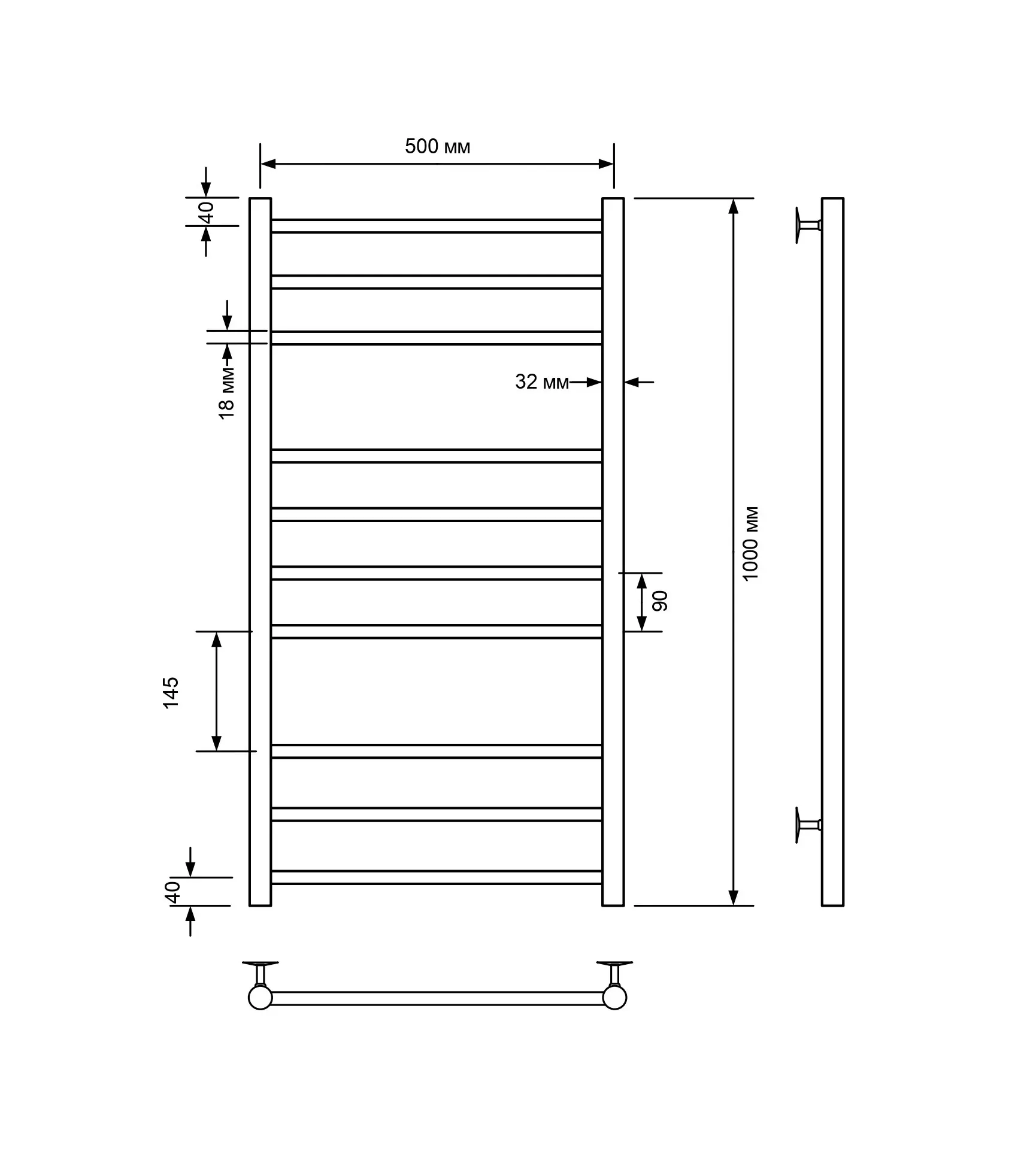 Изображение товара Электрический полотенцесушитель COMFYSAN Luce 530x1000 мм 382 Вт с терморегулятором