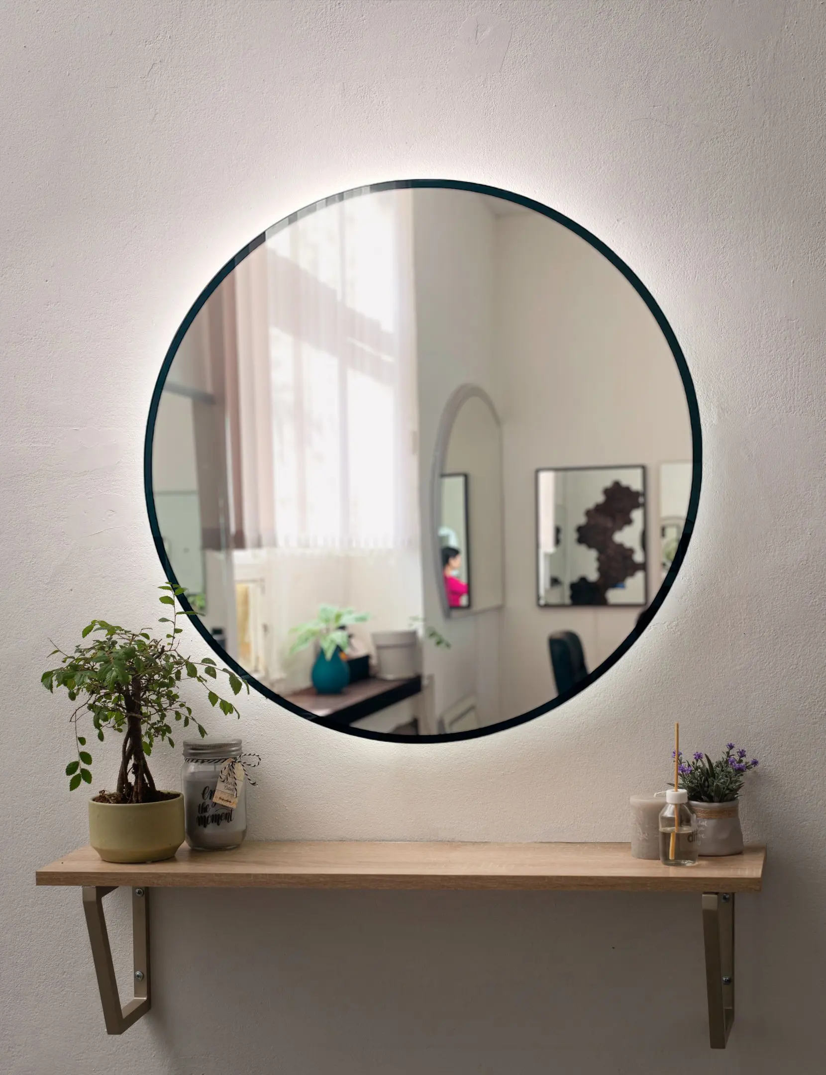 Изображение товара Зеркало для ванной Alfa mirrors Natali ram black 70 Na-7AVzd-ram черный с подсветкой 70x70см