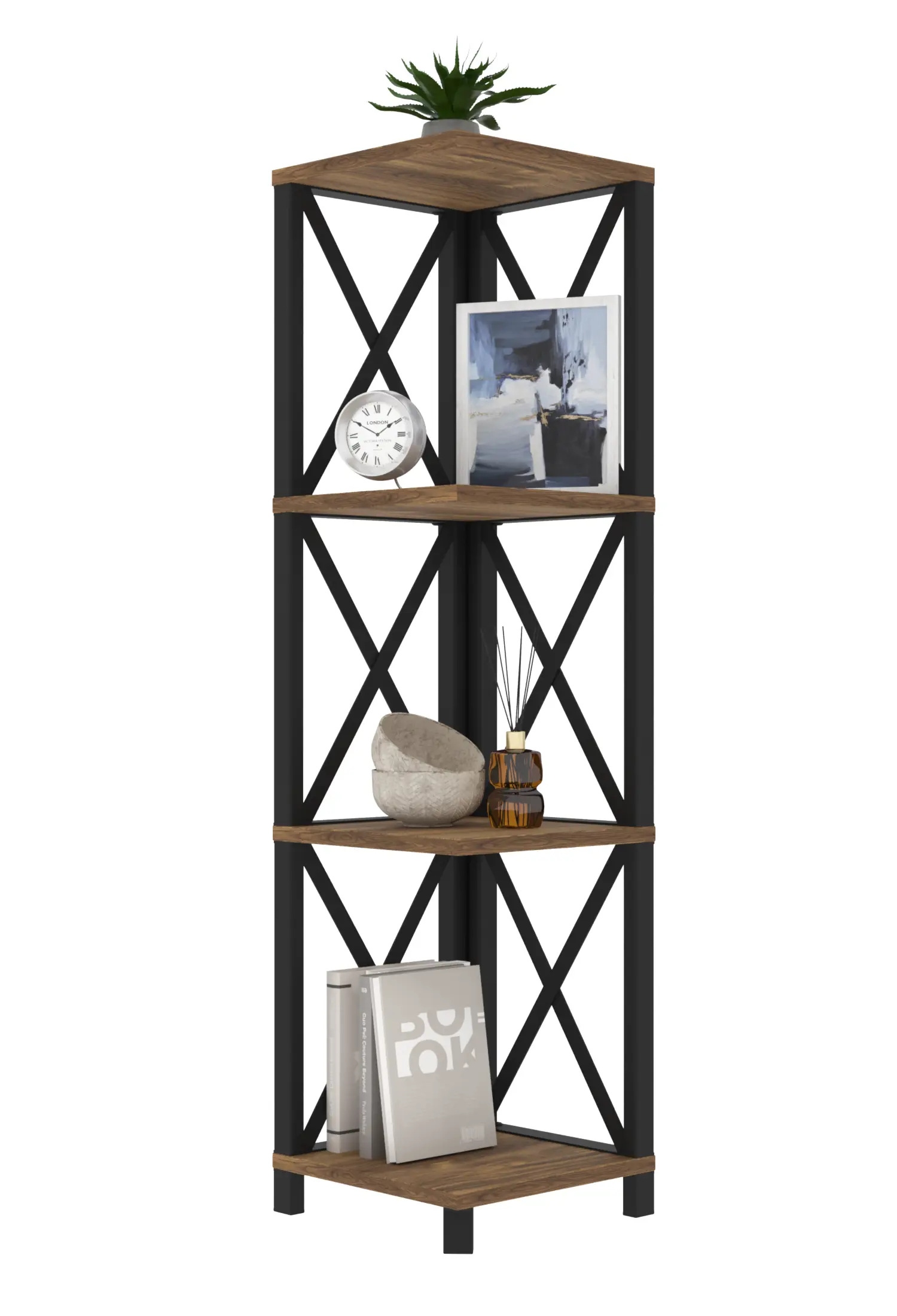 Изображение товара Стеллаж с полками Make mebel 29x112x29 см нагрузка до 20 кг металл цвет коричневый