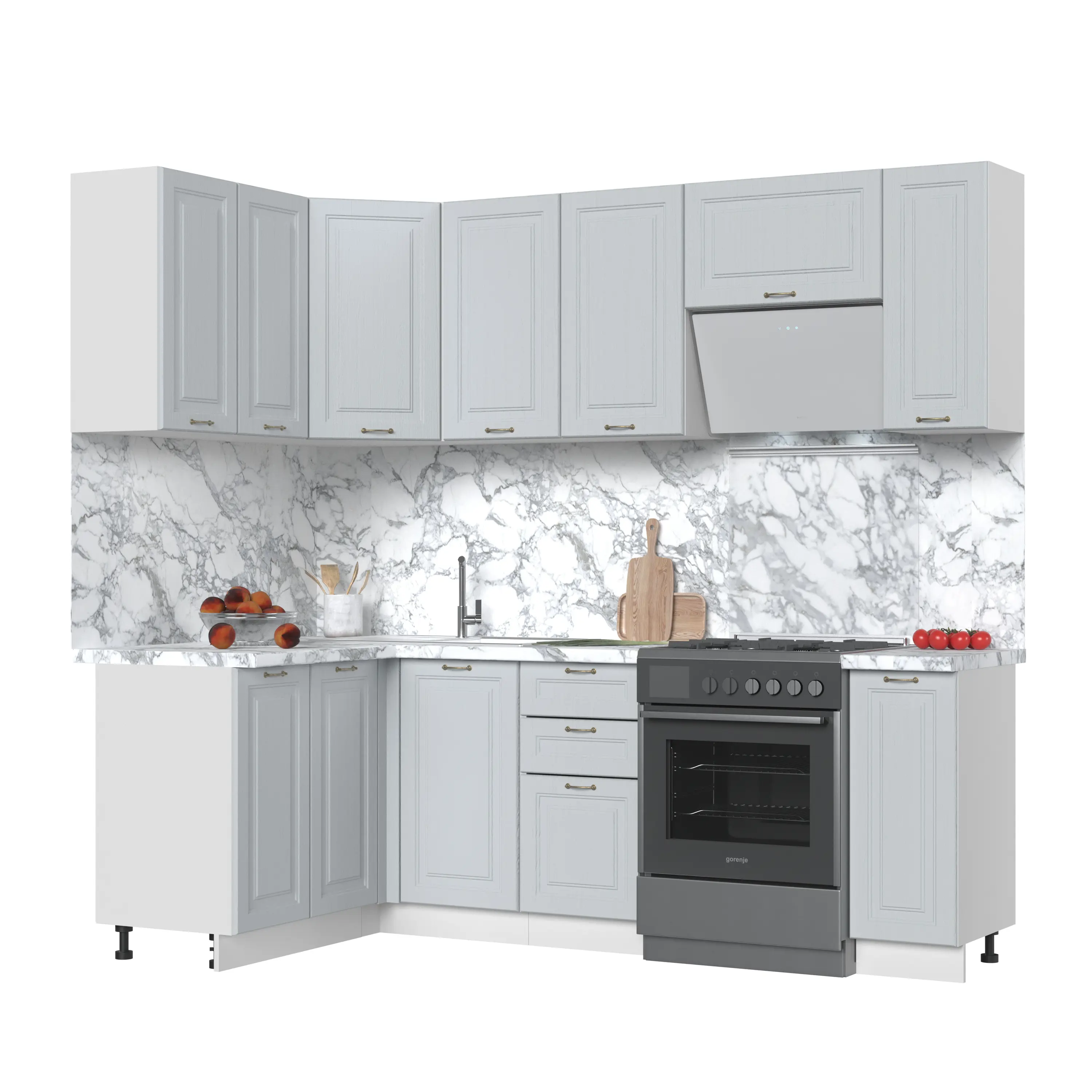 Изображение товара Кухонный гарнитур Kameol Франция УТ000588940 230x217x130 см ЛДСП цвет серый