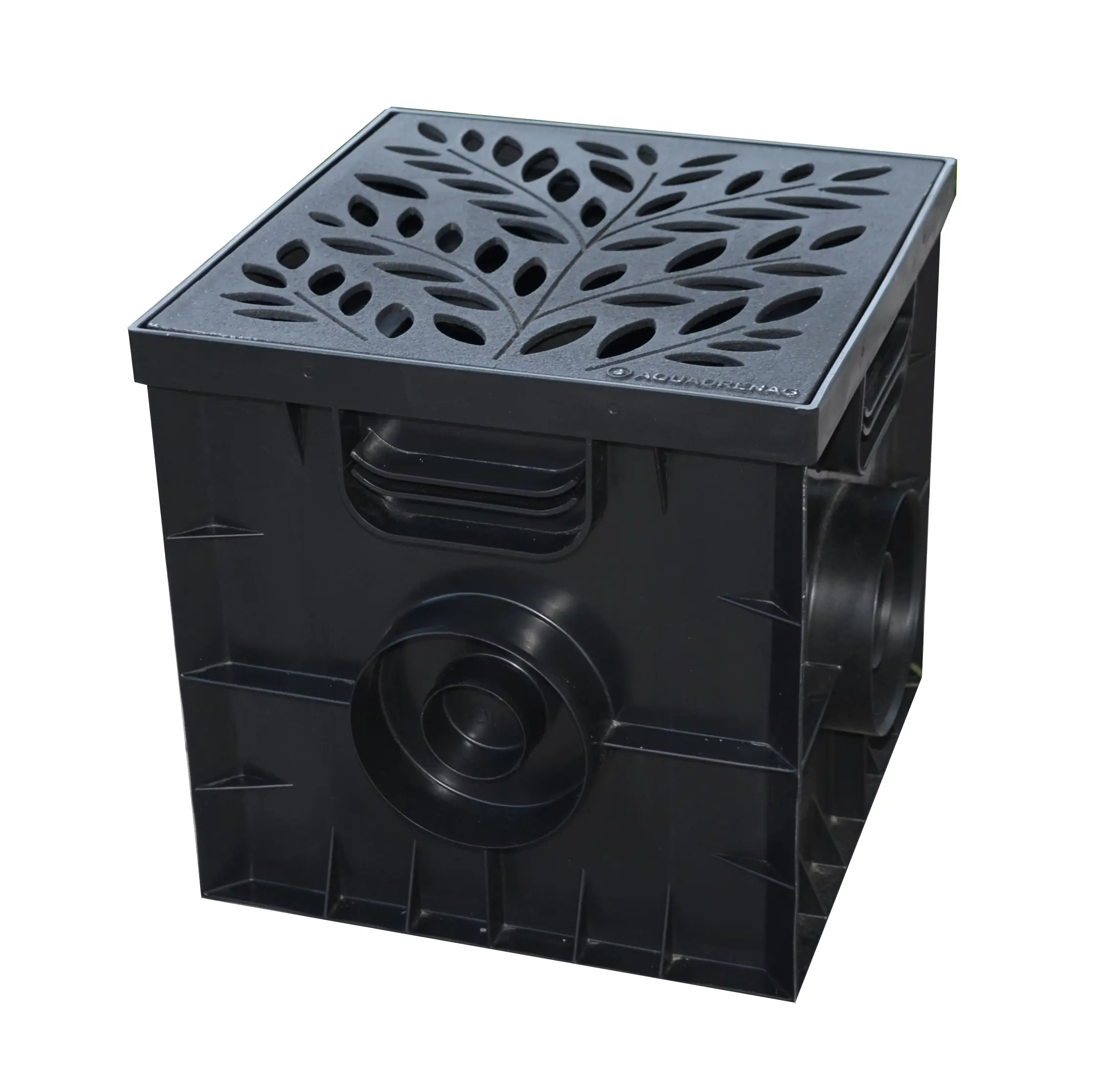 Изображение товара Дождеприемник Aquadrenag 300х300х300мм черный с чугунной решеткой Rain Forest