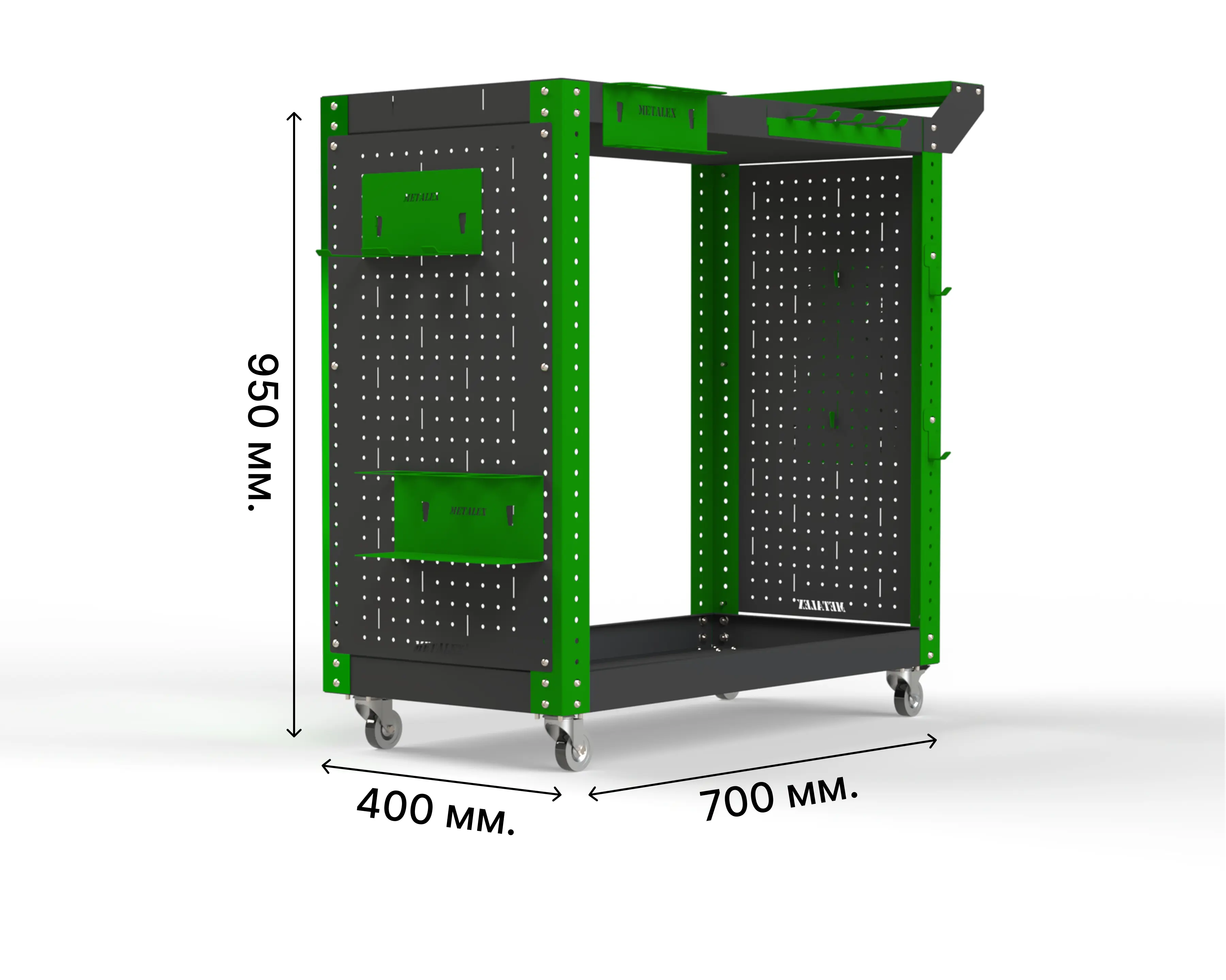 Изображение товара Тележка инструментальная METALEX Тип2 80х45х70 см с аксессуарами и регулировкой полок