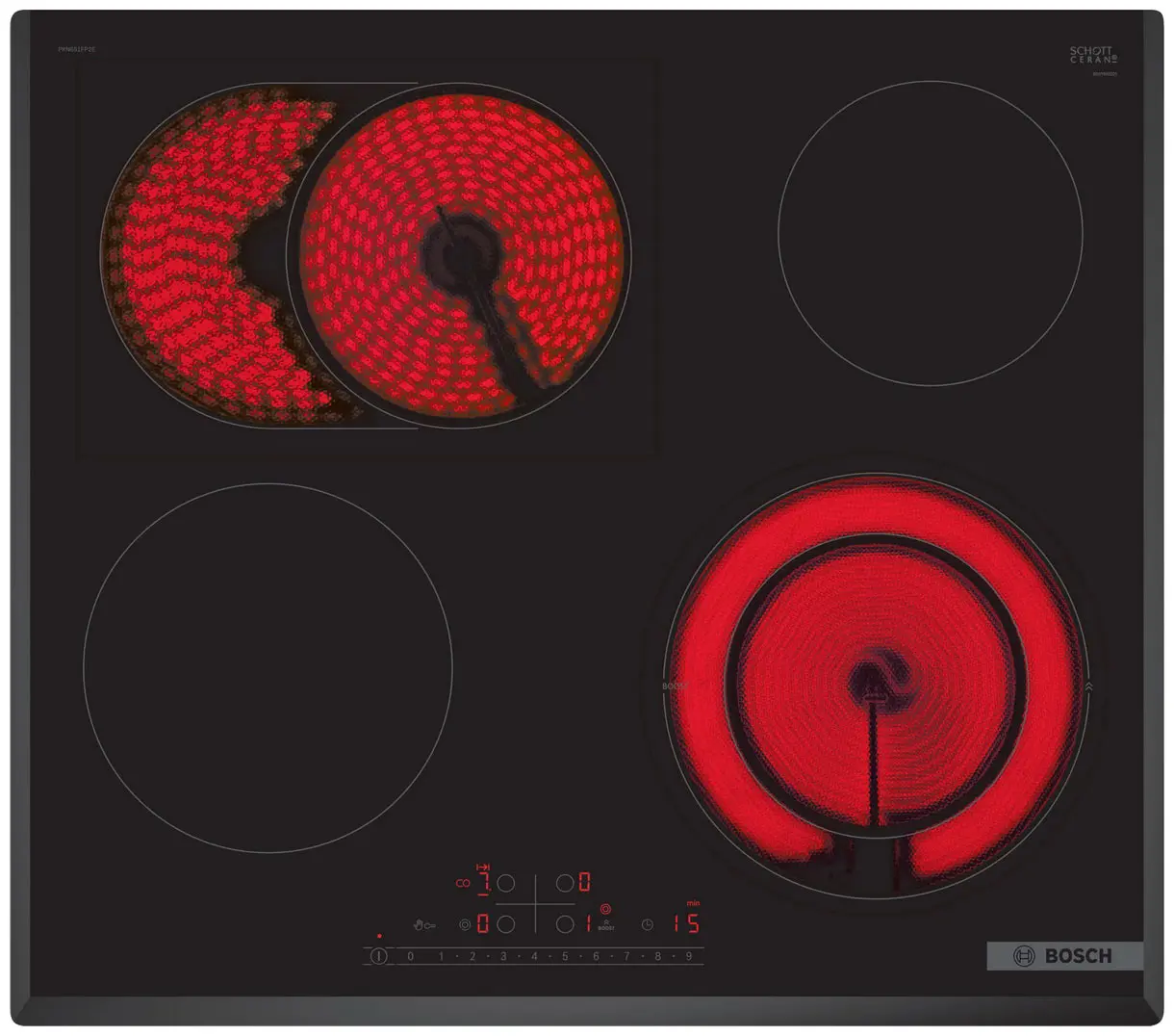 Изображение товара Электрическая варочная панель Bosch PKN651FP2E 401571 59.2 см 4 конфорки цвет черный