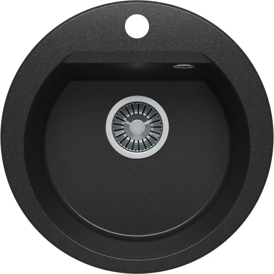 Изображение товара Мойка врезная круглая 46x20x46 см POLYGRAN Atol-460 искусственный камень цвет черный