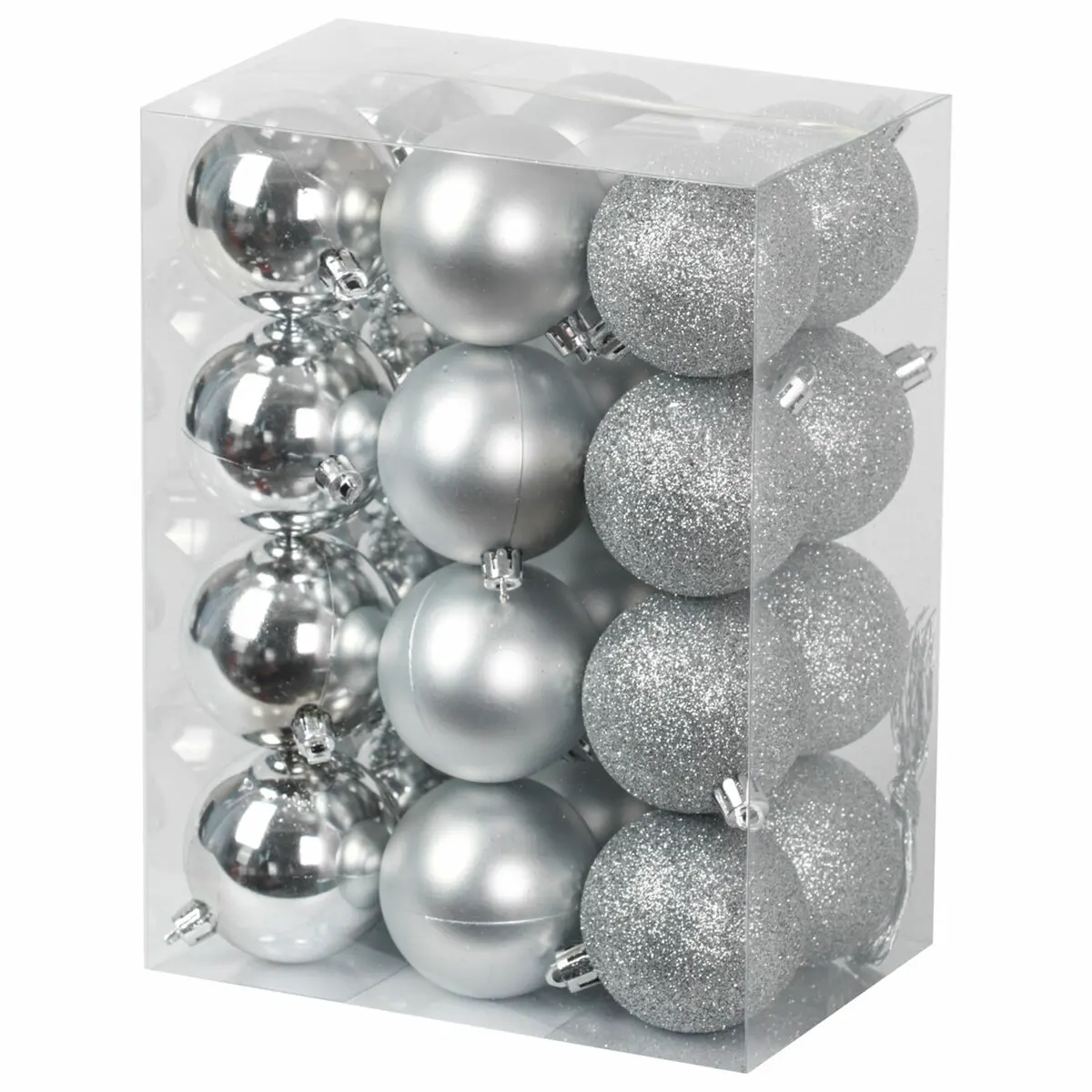 Изображение товара Набор елочных шаров Золотая сказка 592161 6 см пластик серый/серебристый 24 шт
