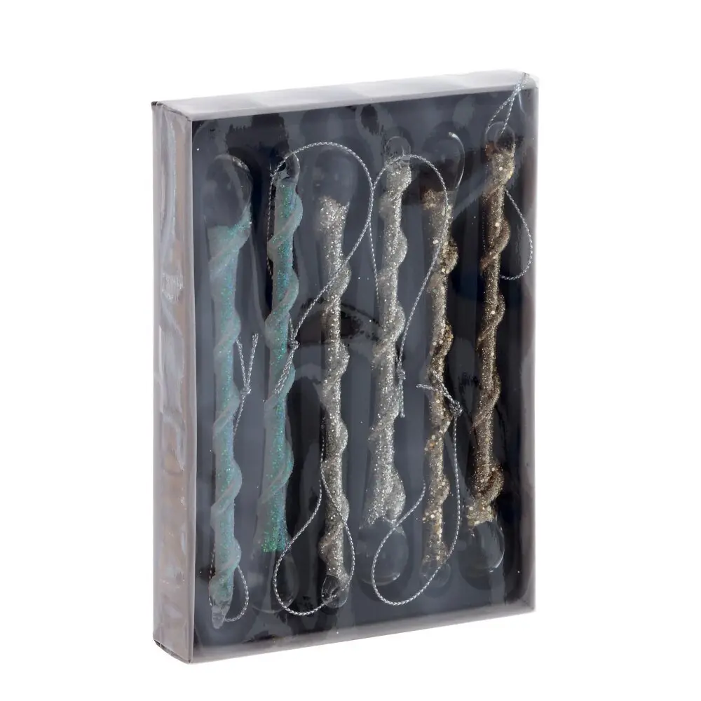 Изображение товара Набор елочных игрушек 805819 16 см x 2.5 см жёлтый/золотой 6 шт